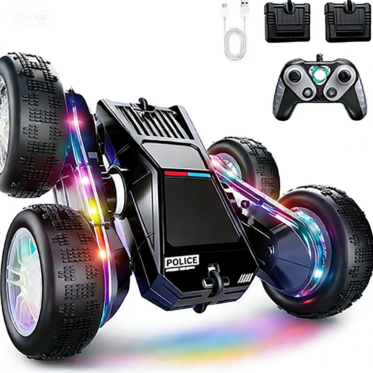 Vornix RC-Auto Ferngesteuertes Auto,2,4 GHz ferngesteuerter Stunt mit zwei Seiten