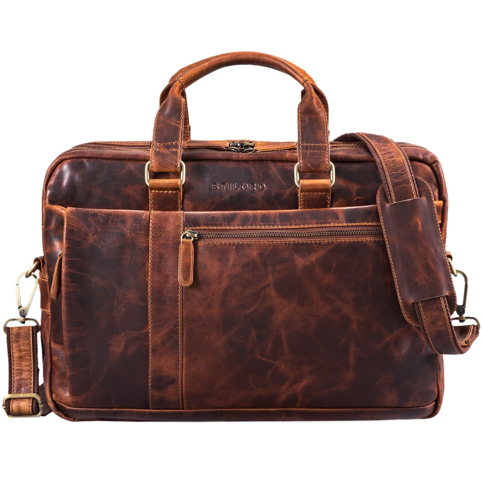 Laptoptasche "Nico" Große Businesstasche aus Hochwertigem Leder 15.6 Zoll