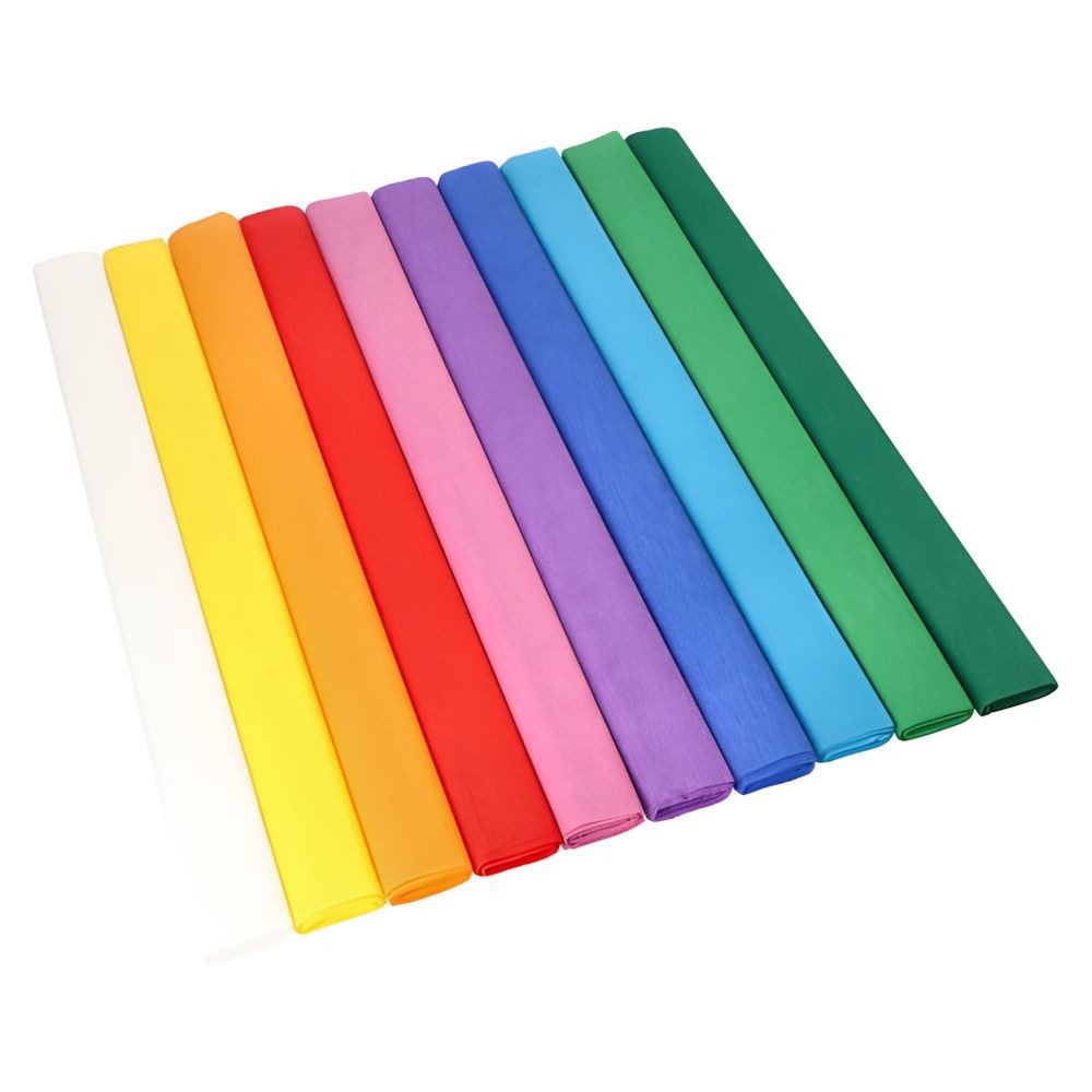 PAPSTAR Kreppband Krepp-Papier 2,5 m x 50 cm farbig sortiert wasserfest 100 Stk