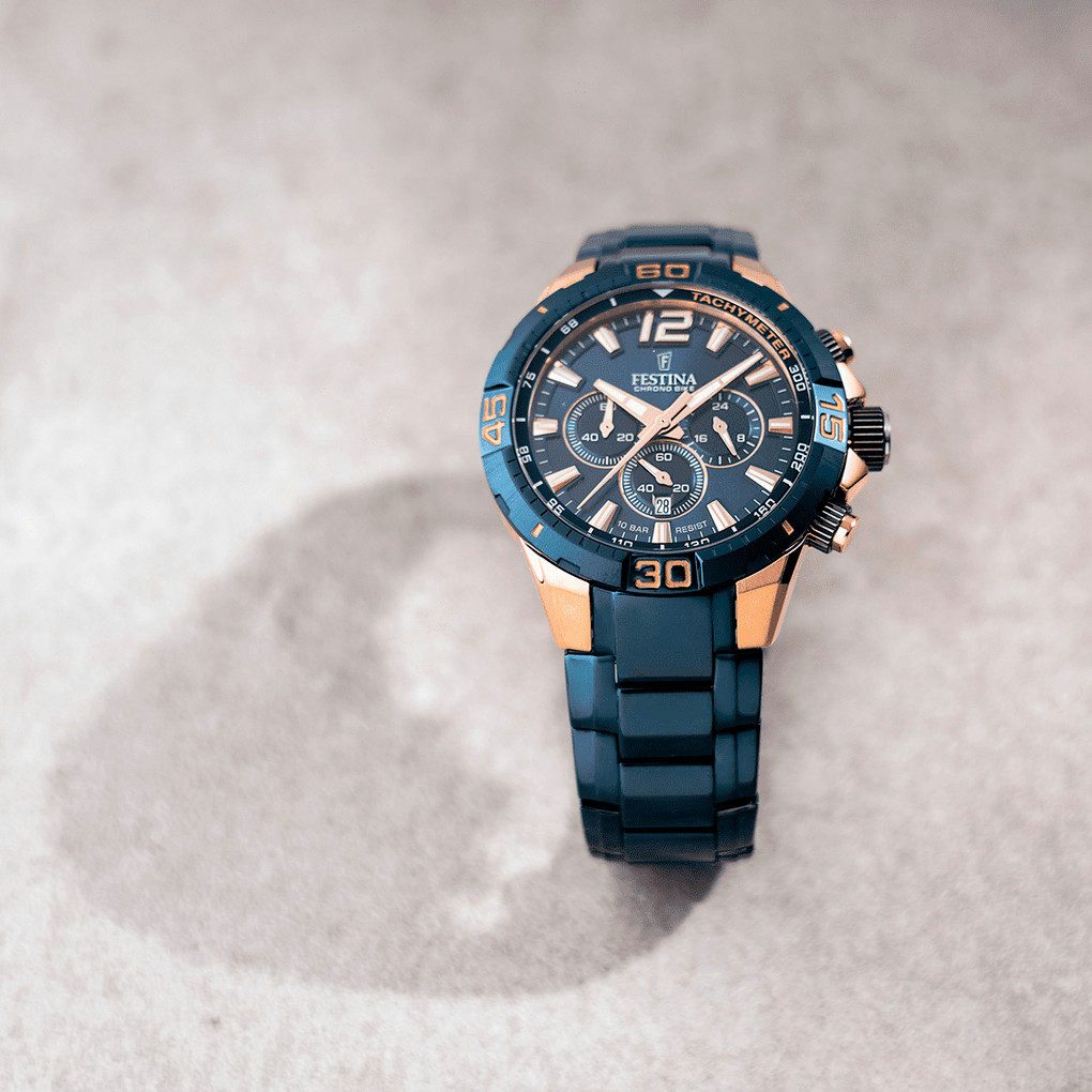 Festina Chronograph Chrono Bike Herrenuhr F20524/1 – Blau-Rose Edelstahlban günstig online kaufen