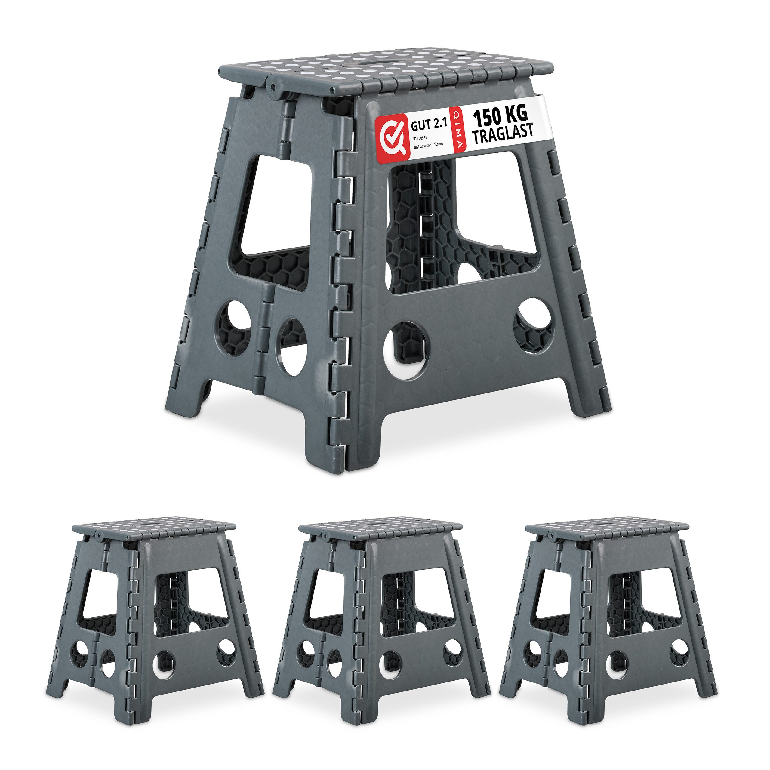 Campinghocker 4 x Klapphocker faltbar XL dunkelgrau