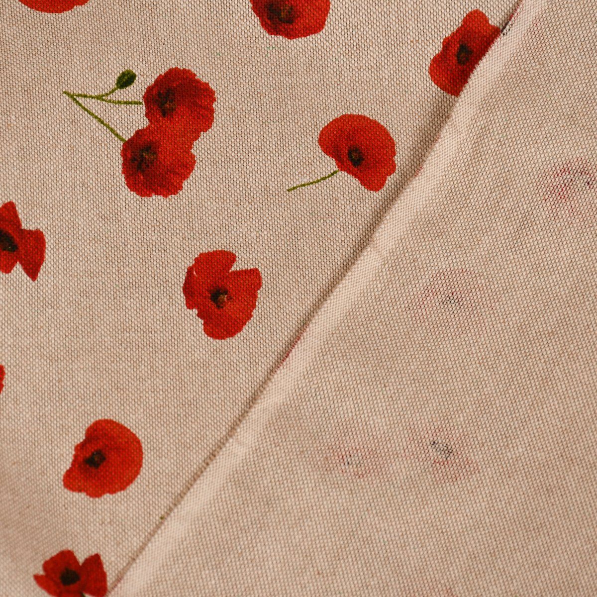 Vorhang Germany, blickdicht, LEBEN., Poppy made LEBEN. vorgewaschen Mohnblüten Flower SCHÖNER Vorhang in rot handmade, natur 245cm, St), Smokband Baumwolle, (1 SCHÖNER