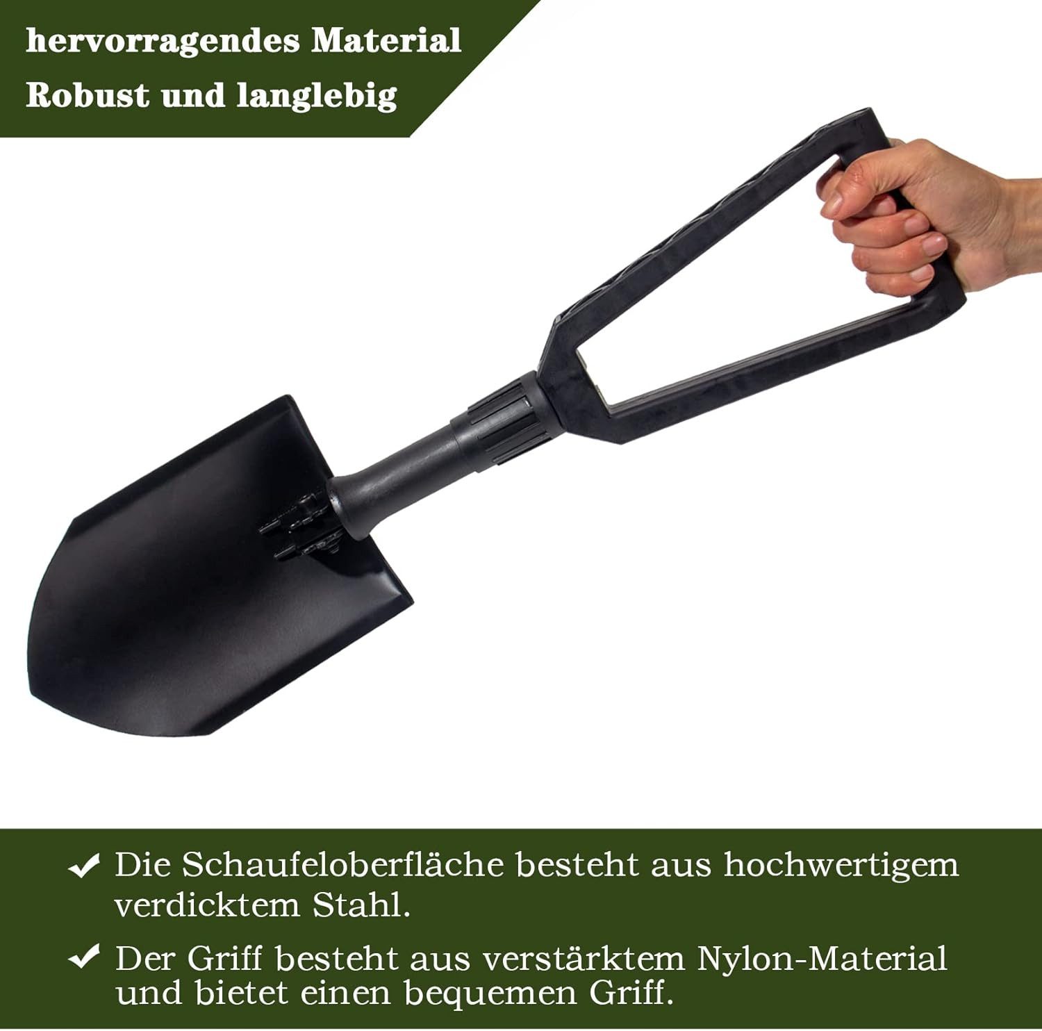 Zedelmaier Schaufel Klappspaten Gartenschaufel Schneeschaufel, (Set), Hochfester Kohlenstoffstahl