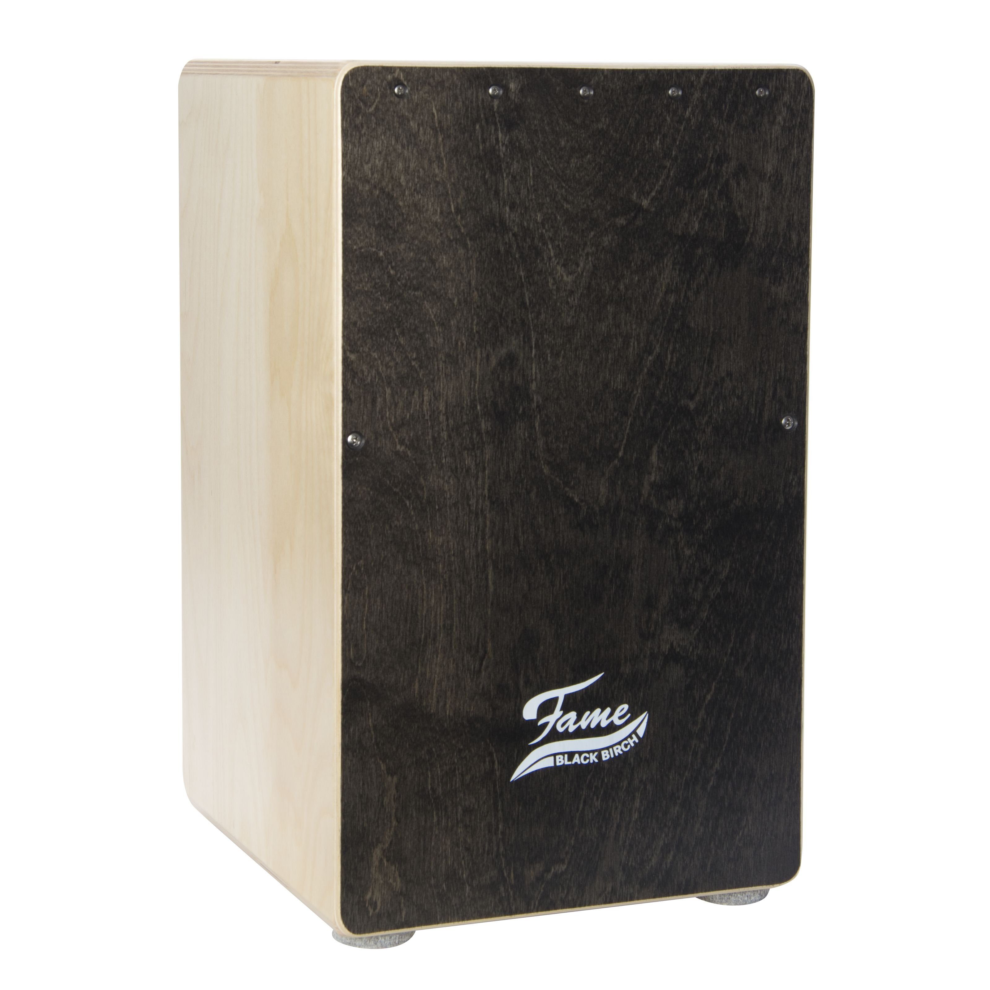 FAME Cajon,Black Birch Cajon, Drum-Box, Birke, Made in Germany, Tiefer Bass, Snare-Effekt, Sitztrommel, Trommel für Unterwegs, Black Birch Cajon, Drum-Box, Tiefer Bass