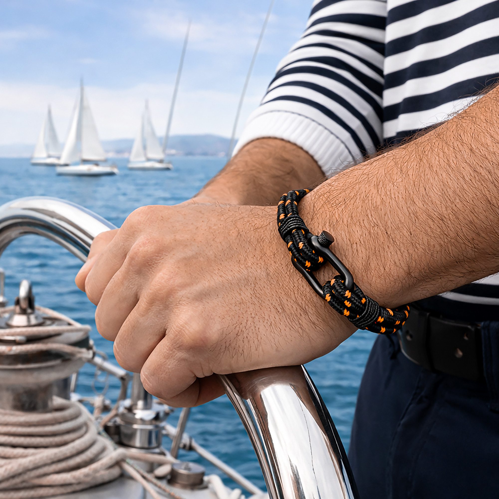 UNIQAL.de Armband maritimes Segeltau „DELMARE“– Nautic Style mit Schäkelverschluss (Edelstahl, Casual Style, leicht, robust, wasserfest), handgefertigt