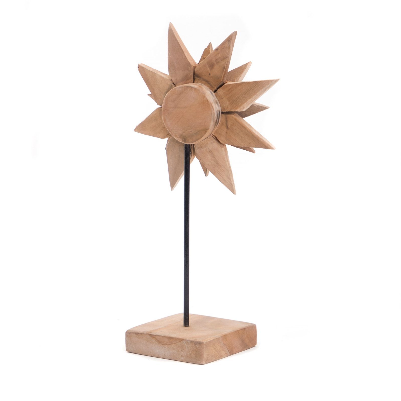 TEAK "SUNFLOWER", Blume 2-teilig, CREEDWOOD Aufsteller SKULPTUR Skulptur Holz