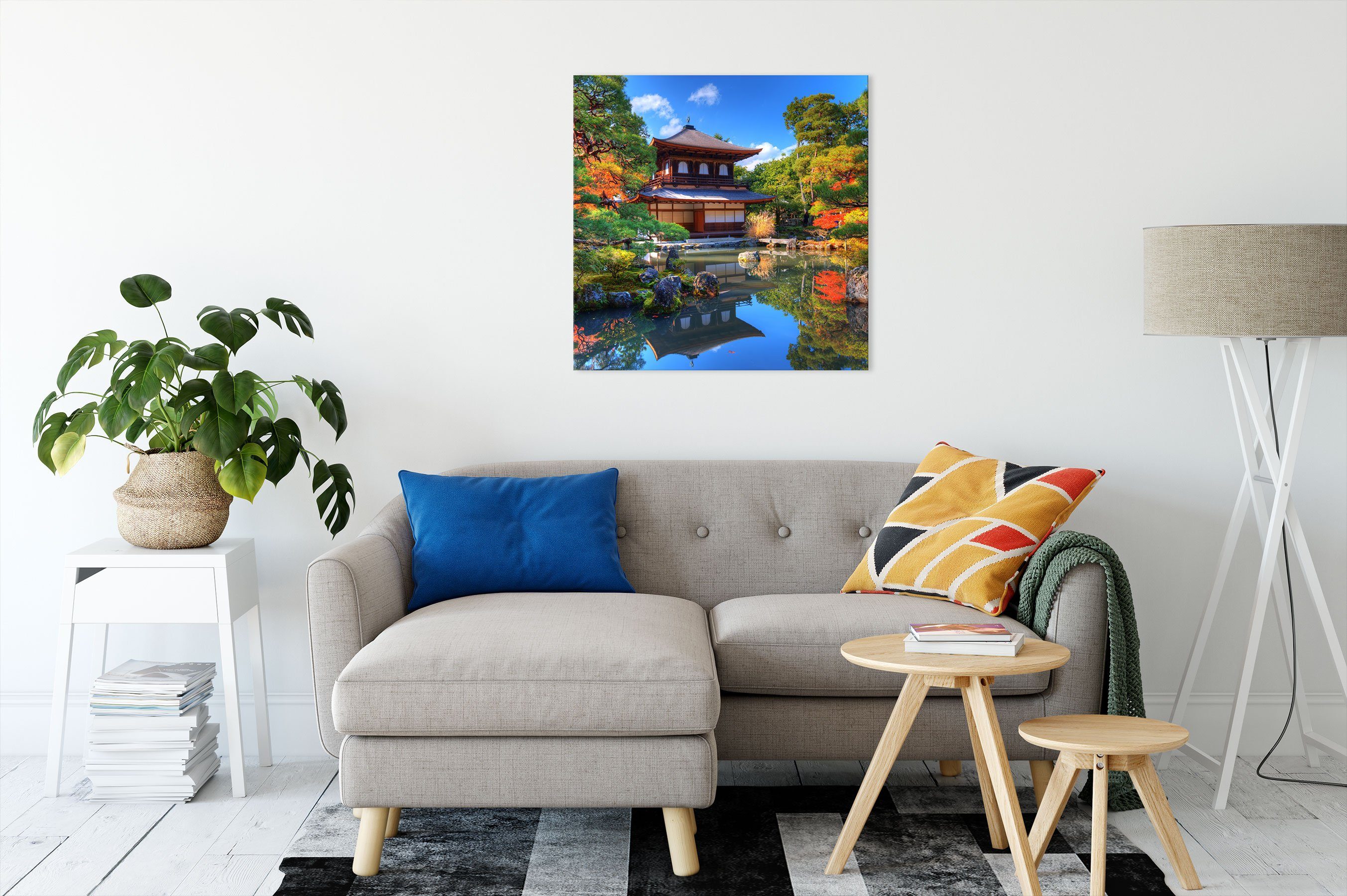 Pixxprint Leinwandbild Ginkaku-ji-Tempel in Kyoto, Ginkaku-ji-Tempel in Kyoto (1 St), Leinwandbild fertig bespannt, inkl. Zackenaufhänger