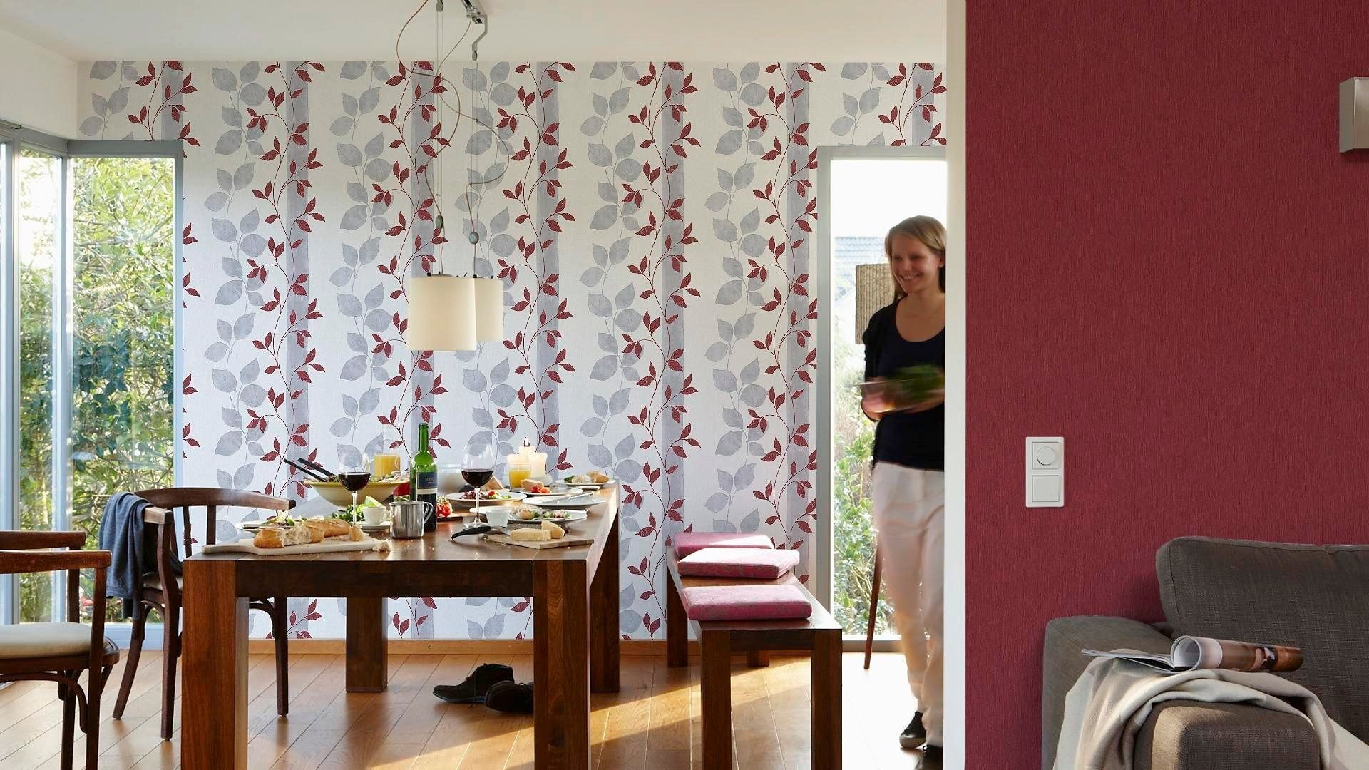 living walls Vliestapete Paloma, gemustert, gestreift, strukturiert, Floral Tapete mehrfarbig, grau/rot Moderne (1 floral, St)