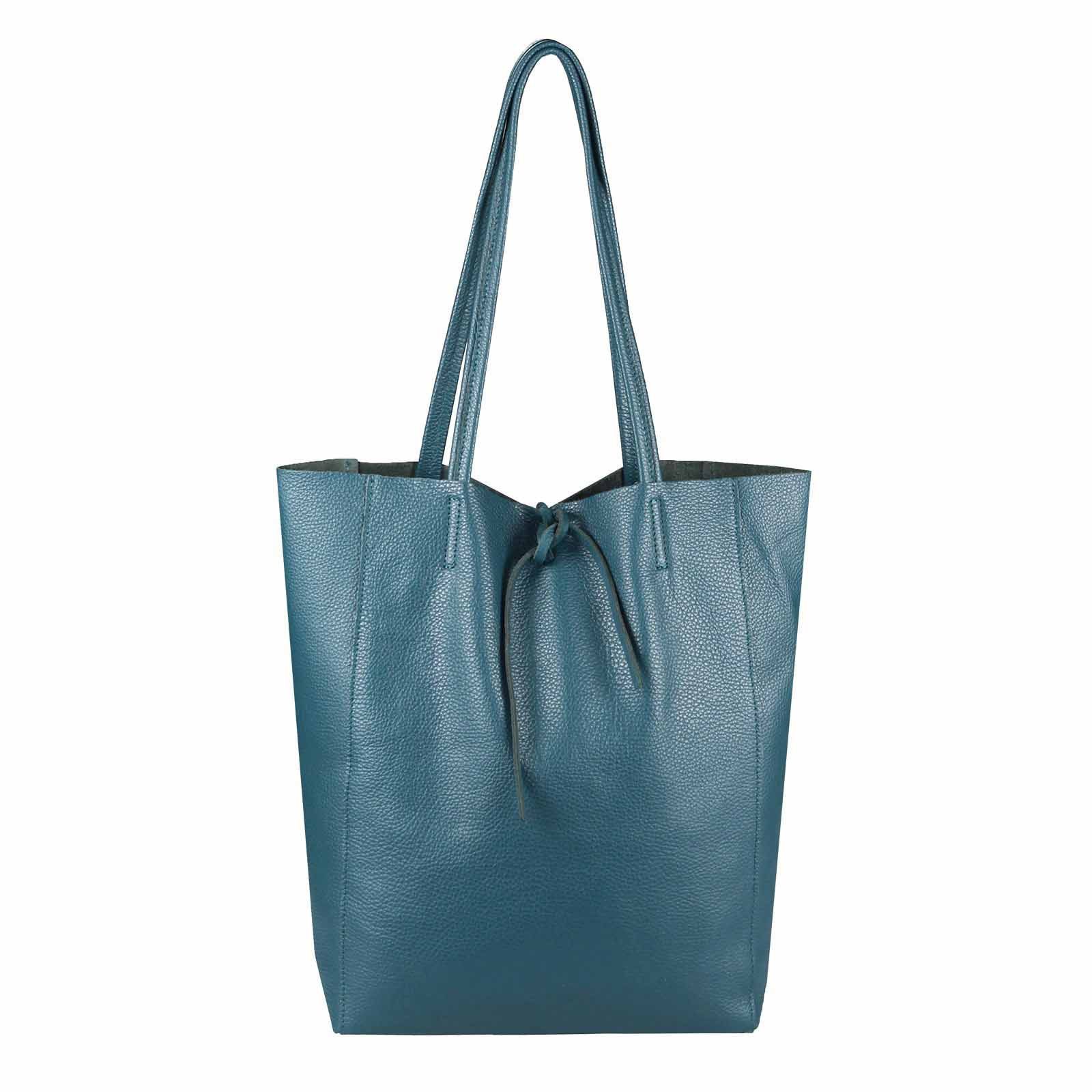 ITALYSHOP24 Schultertasche Made in Italy Damen Premium Leder SHOPPER Tasche HOBO Umhängetasche, Echtleder Business Bag leicht groß klassisch sicher geräumig Beutel