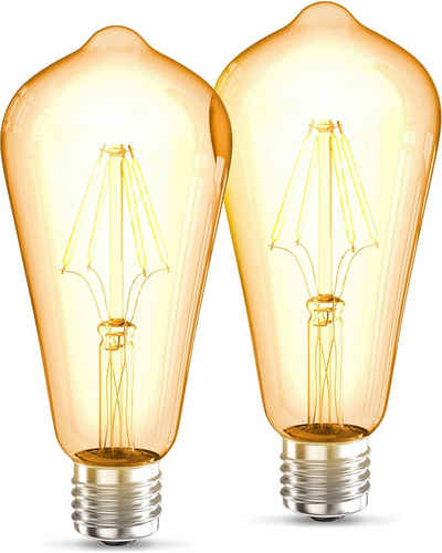 B.K.Licht LED-Leuchtmittel BK_LM1402 LED Leuchtmittel 2er Set E27 ST64, E27, 2 St., Warmweiß, 2.700 K Edison Vintage Glühbirne Filament