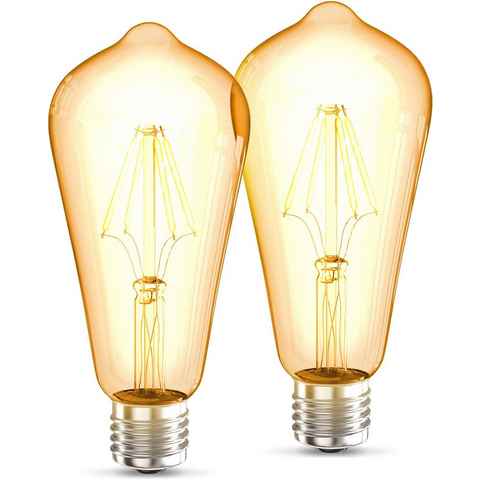 B.K.Licht LED-Leuchtmittel BK_LM1402 LED Leuchtmittel 2er Set E27 ST64, E27, 2 St., Warmweiß, 2.700 K Edison Vintage Glühbirne Filament