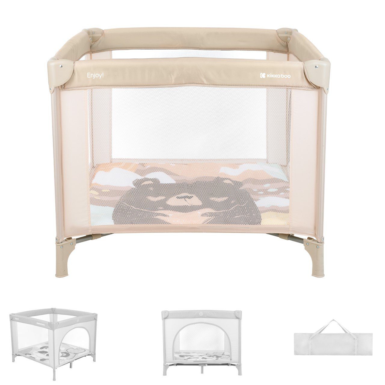 Kikkaboo Laufstall Laufstall Enjoy, Reisebett, klappbar, Matratze, klappbar, Tragetasche