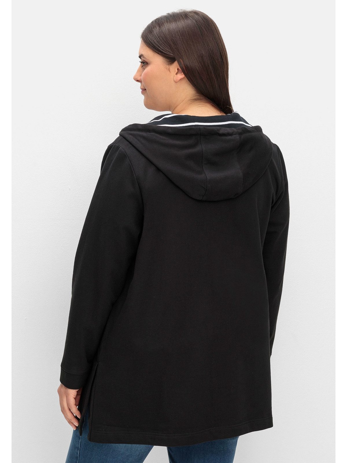 Sheego Sweatjacke Große Größen mit gestreiftem Kapuzenfutter