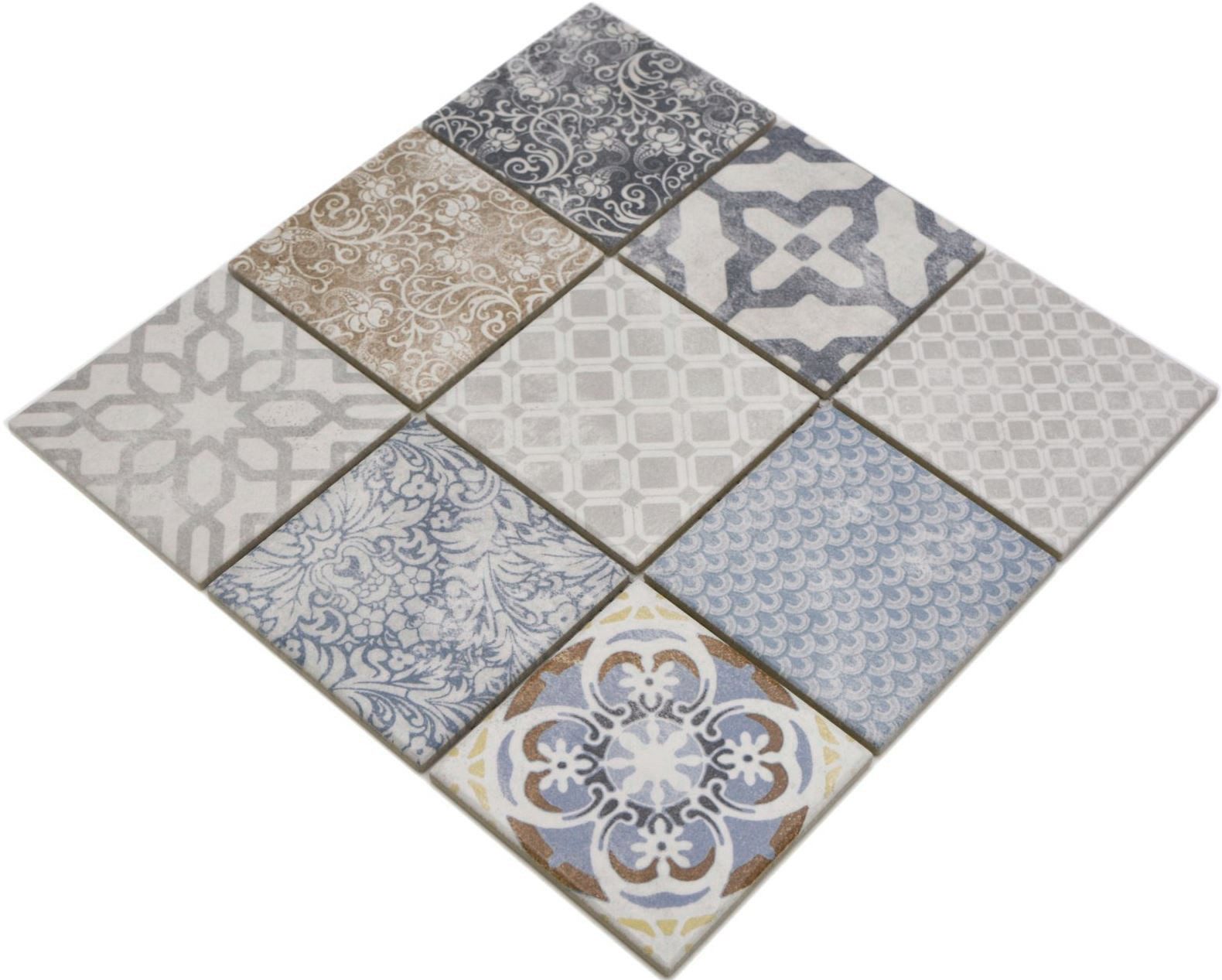 Mosani Bodenfliese Mosaik Keramik Steinzeug mehrfarbig Retro Küche Bad Dusche