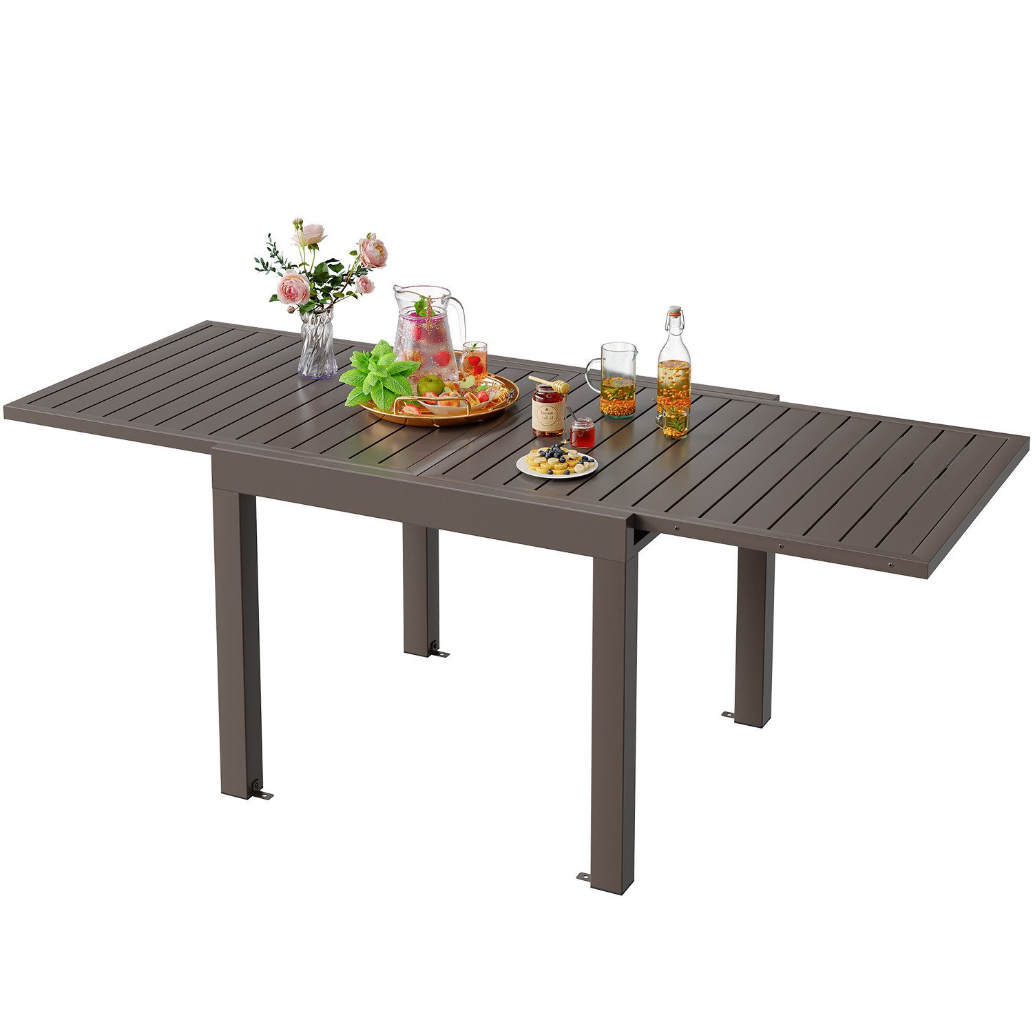 HOMALL Gartentisch Gartenanbautisch 80/160 cm,ausziehbarer Aluminiumtisch günstig online kaufen