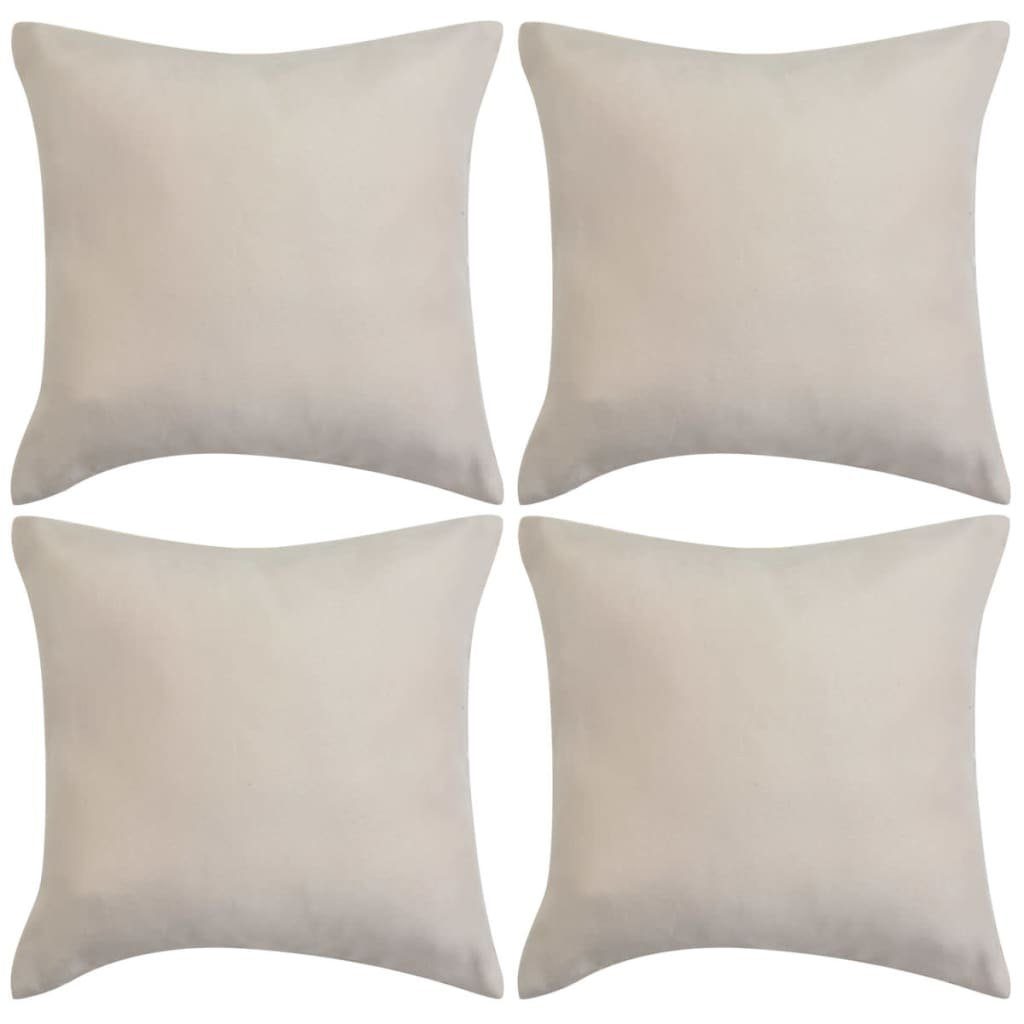 vidaXL Zierkissen Kissenbezüge 4 Stk. 40x40 cm Polyester Kunstleder Beige, (4 St)