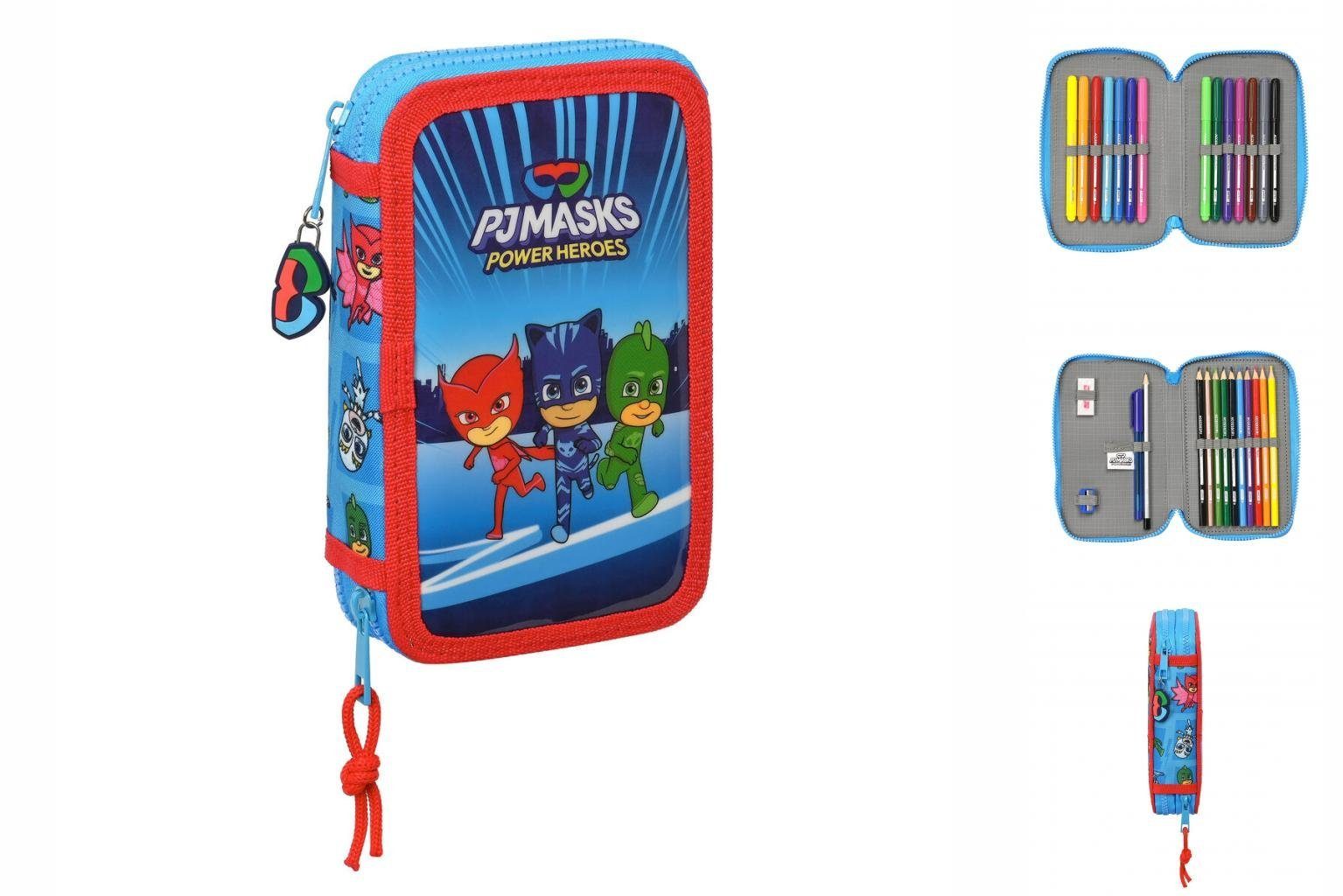 PJ Masks Federtasche Doppel-Federtasche PJ Masks 125 x 195 x 4 cm Blau 28  teilig