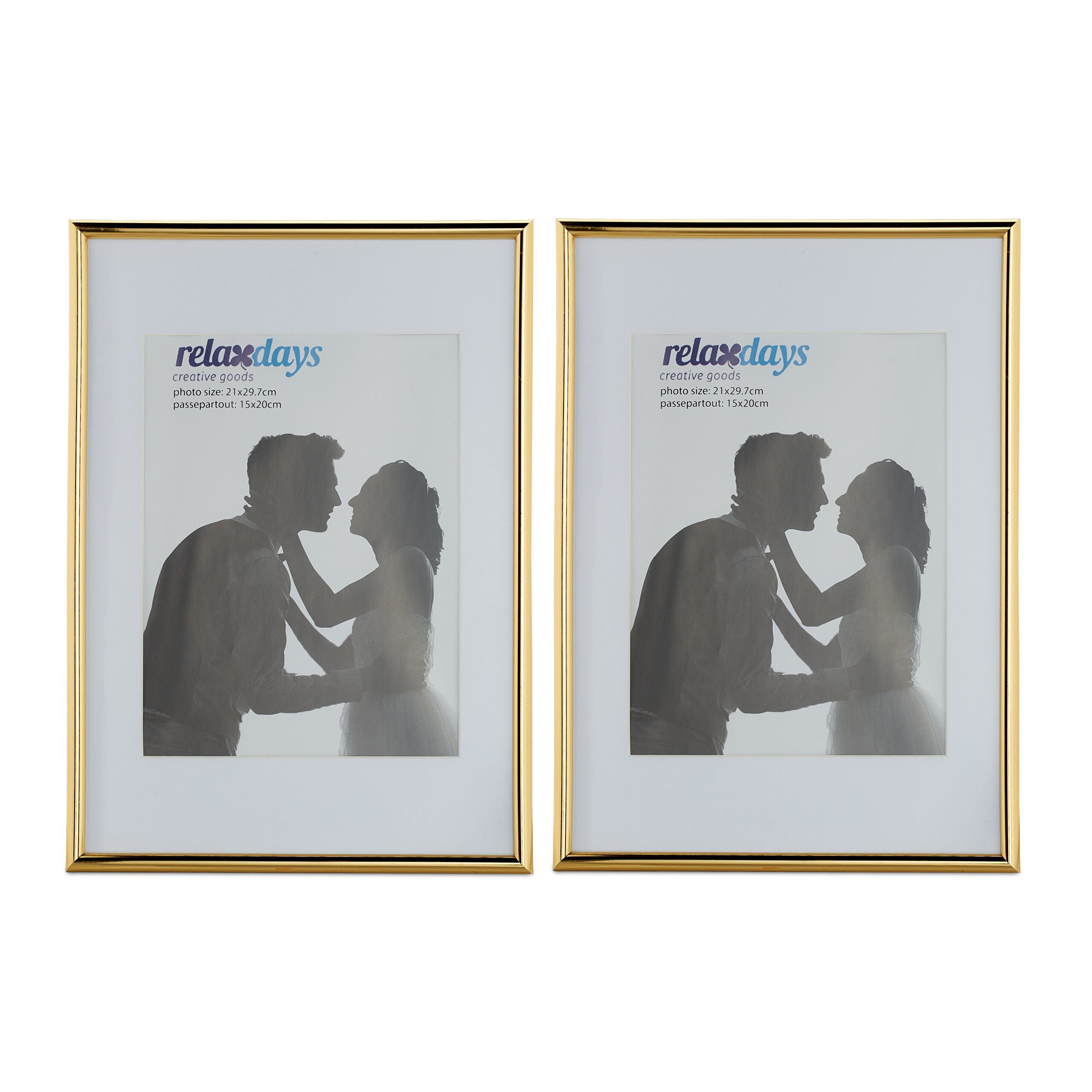 relaxdays Bilderrahmen 2er Set A4, Gold günstig online kaufen