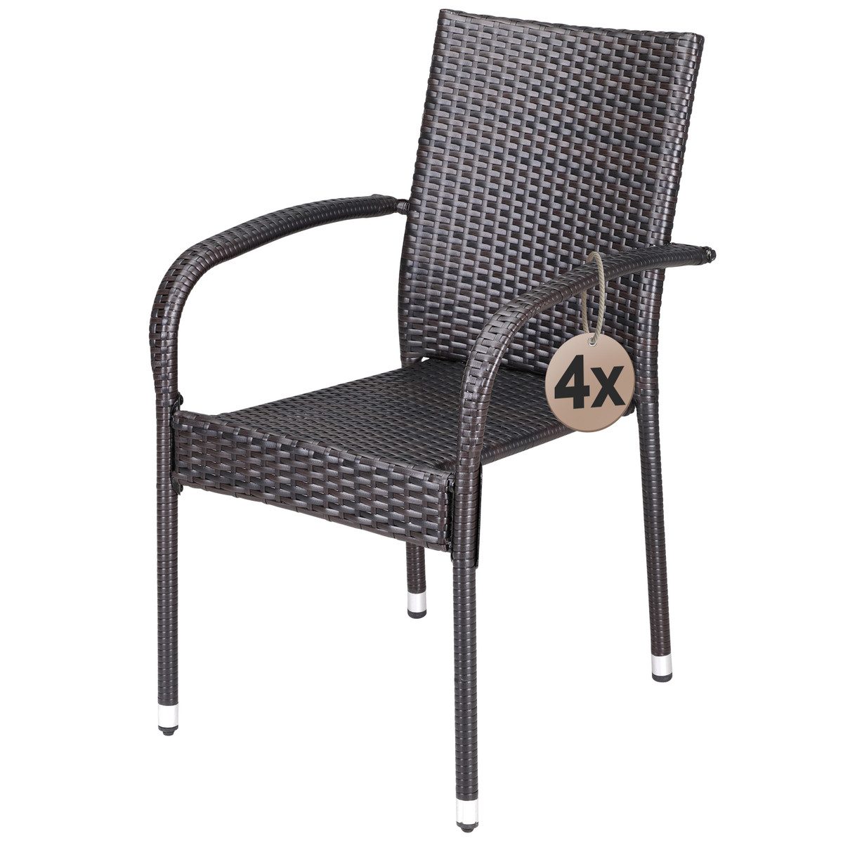 Casaria Gartenstuhl, Stapelbar Wetterfest Polyrattan Outdoor günstig online kaufen