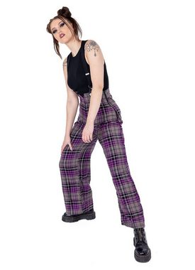 Rockabella Stoffhose Imelda Tartan Karo Kariert Grau Lila Punk Trousers