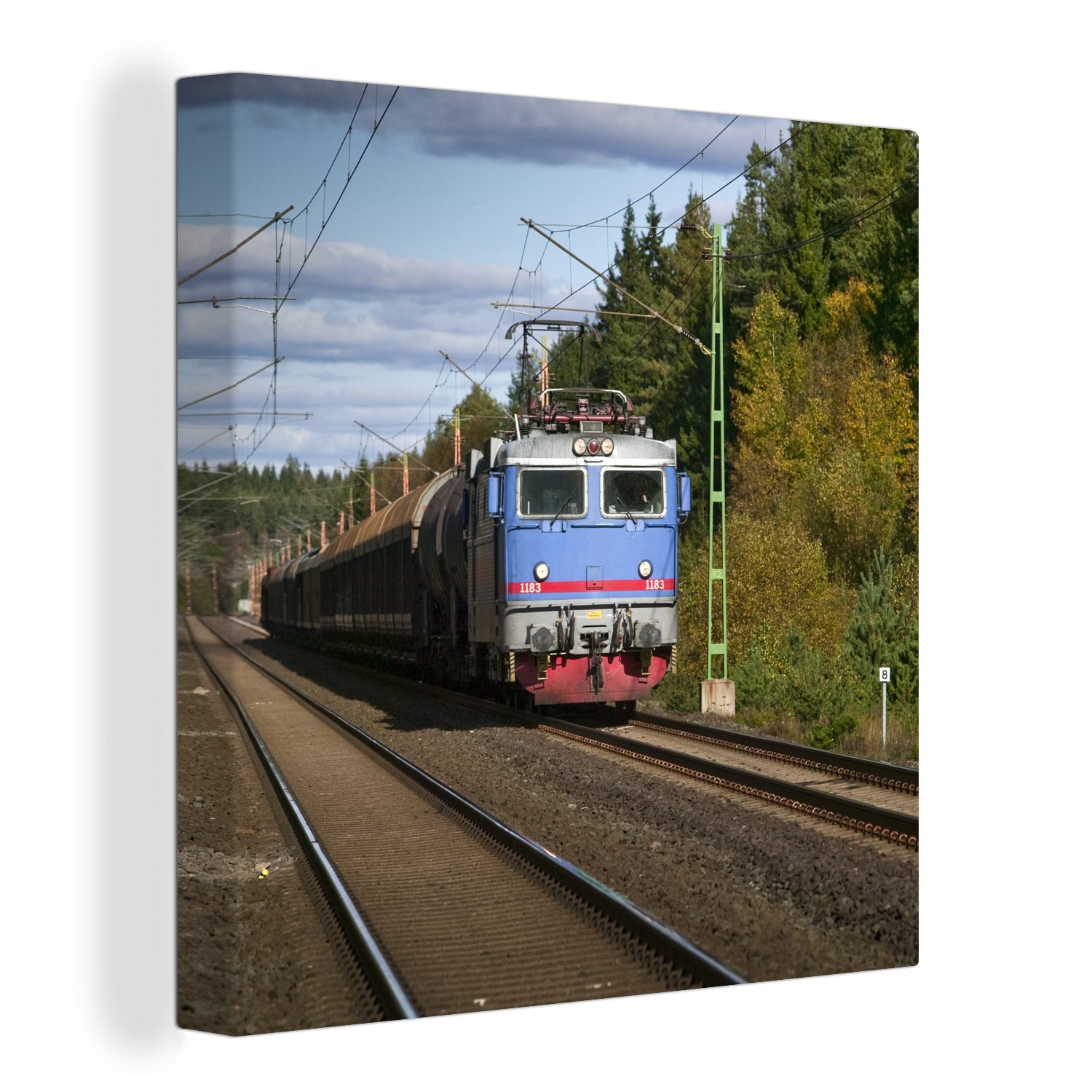 OneMillionCanvasses® Leinwandbild Ein Zug auf einer Eisenbahnstrecke, (1 St), Leinwand Bilder für Wohnzimmer Schlafzimmer