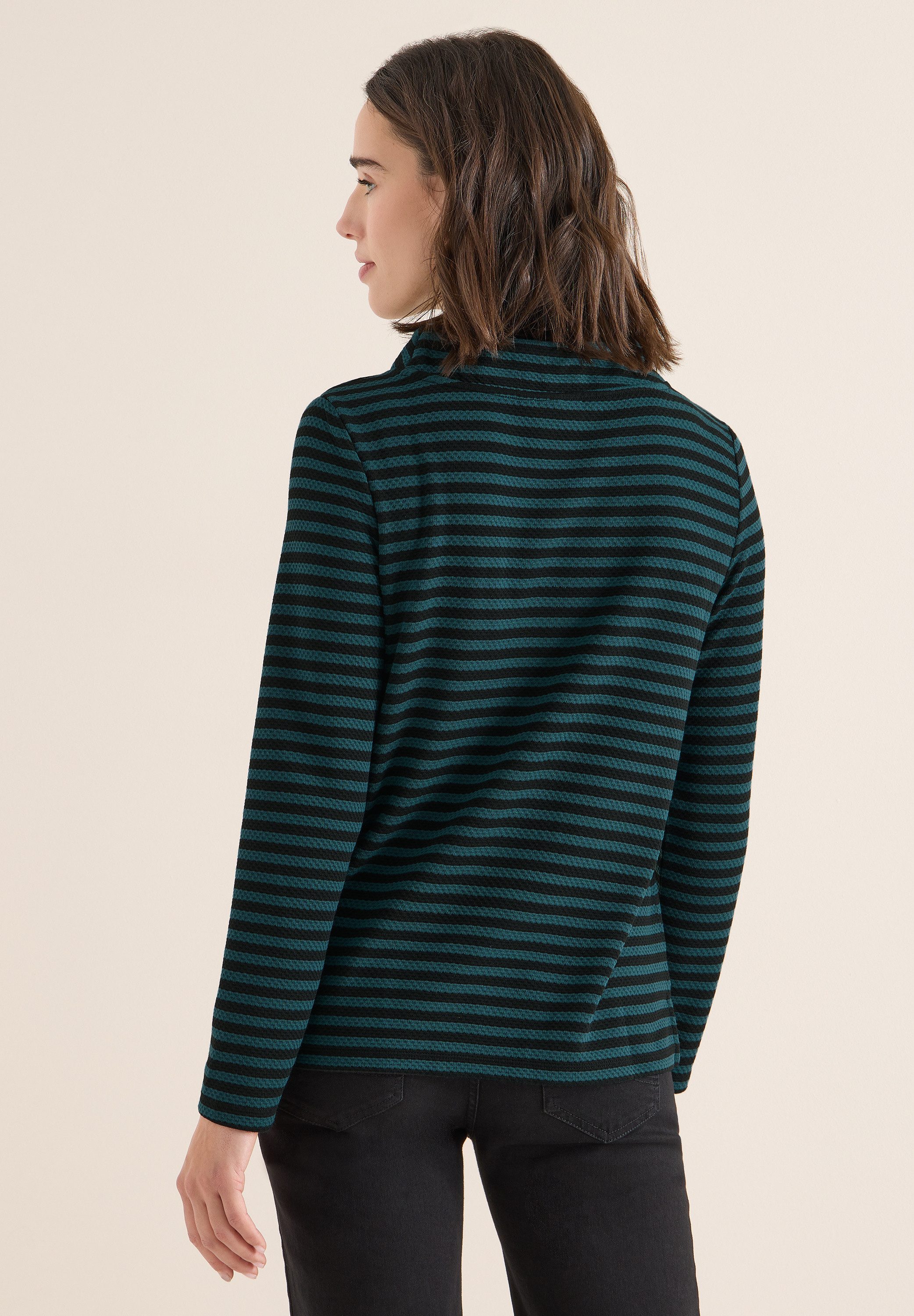 CECIL Langarmshirt mit Tunnelzugband am Kragen günstig online kaufen