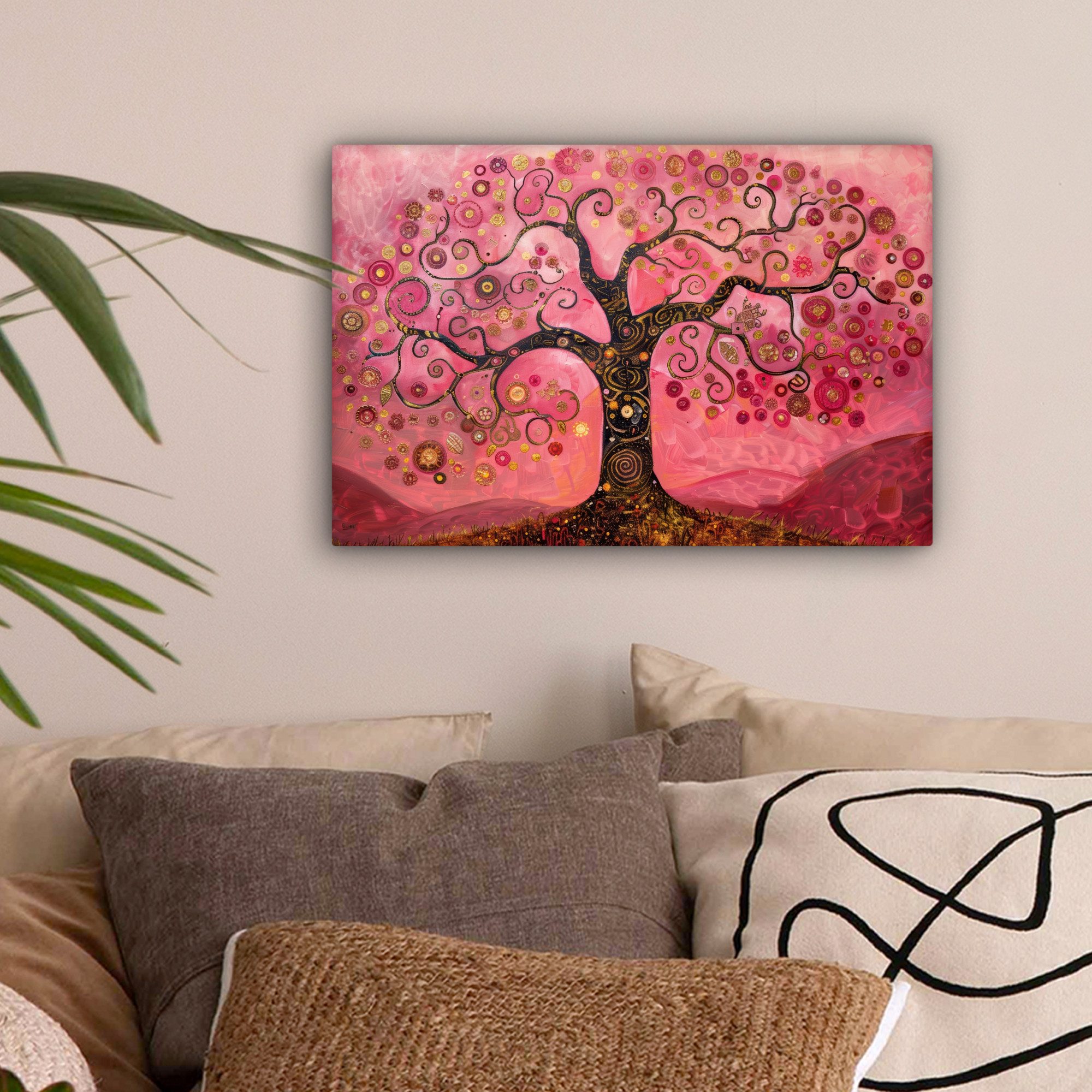 OneMillionCanvasses® Leinwandbild Baum - Lebensbaum - Rosa - Gold, Fotodruc günstig online kaufen