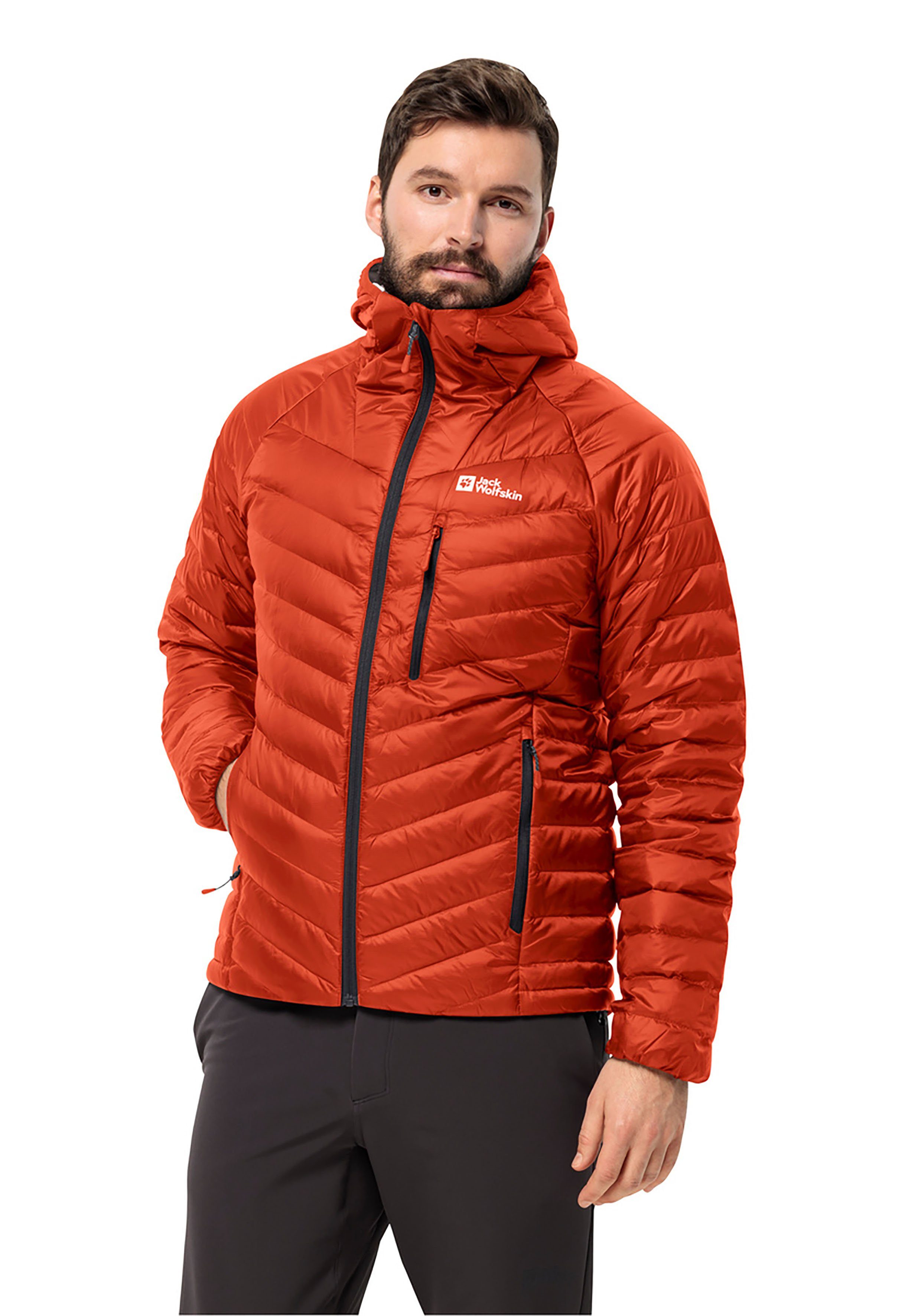 HOODY Jack Wolfskin M Funktionsjacke mit Kapuze PASSAMANI carmine DOWN