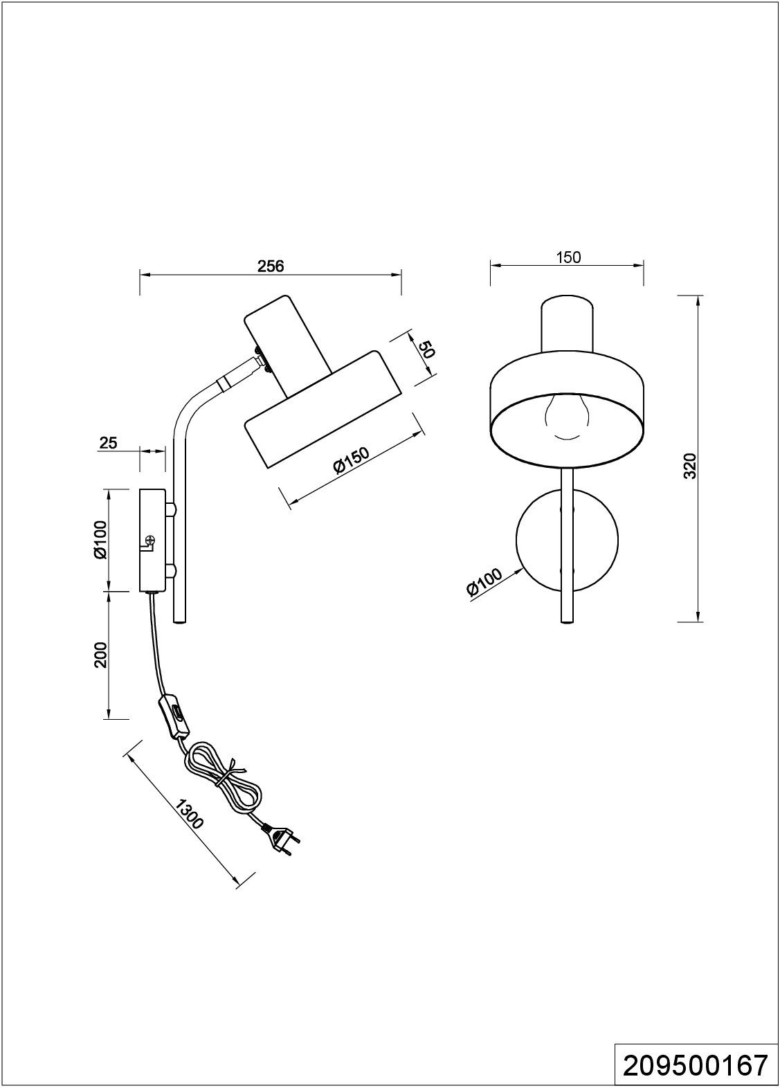 Stecker naturbelassen Leuchtmittel, ohne Leuchten Fest-Anschluss, Holz TRIO GAYA, Ein-/Ausschalter, oder Schnurschalter, für Wandleuchte