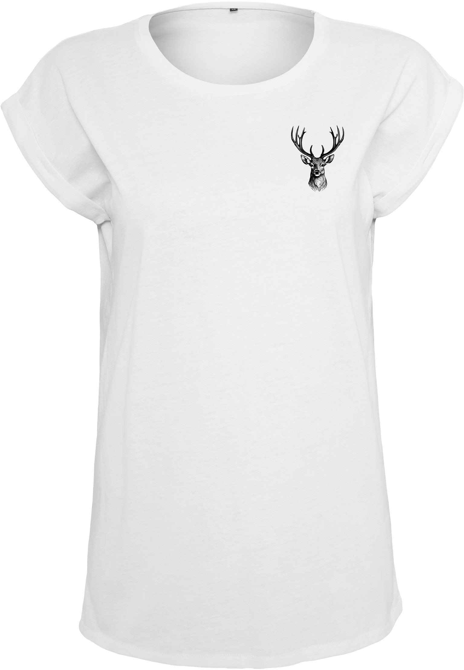 Baddery Print-Shirt Damen Jäger T-Shirt: "Hirschkopf" - Geschenk für Jägerinnen, hochwertiger Transferdruck, aus Baumwolle