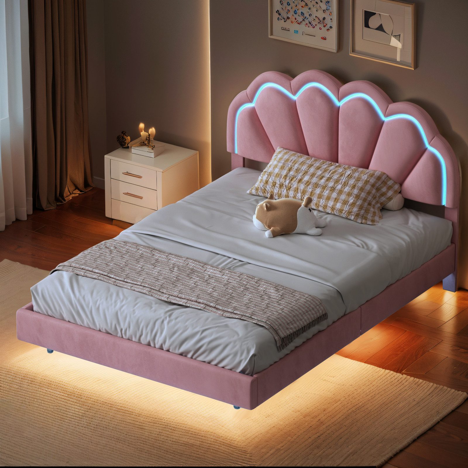 PXloue Polsterbett LED Doppelbett 140x200cm (Geeignet günstig online kaufen