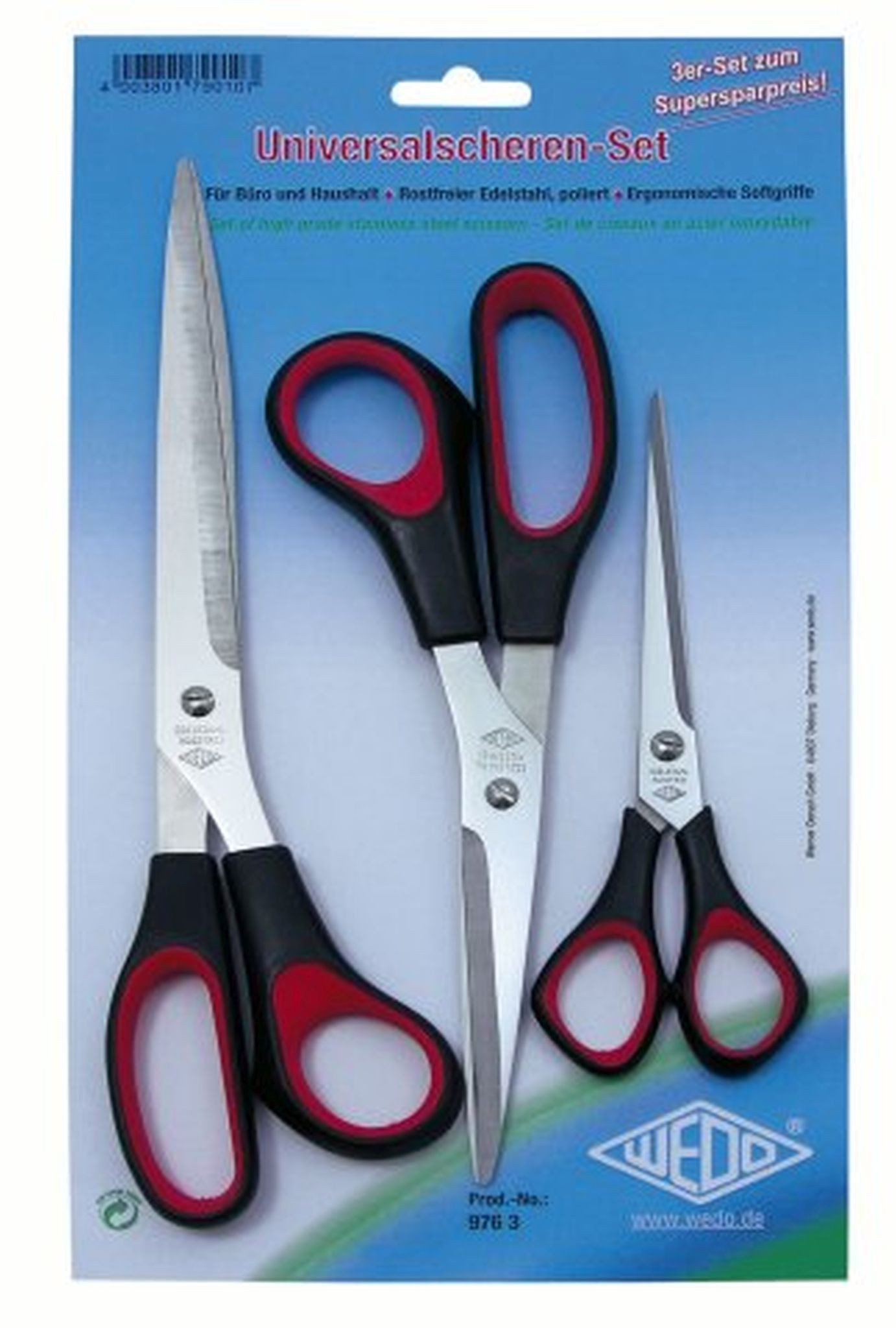 WEDO Universalschere Wedo Scheren Set 3er sw.ro sort Softgriff