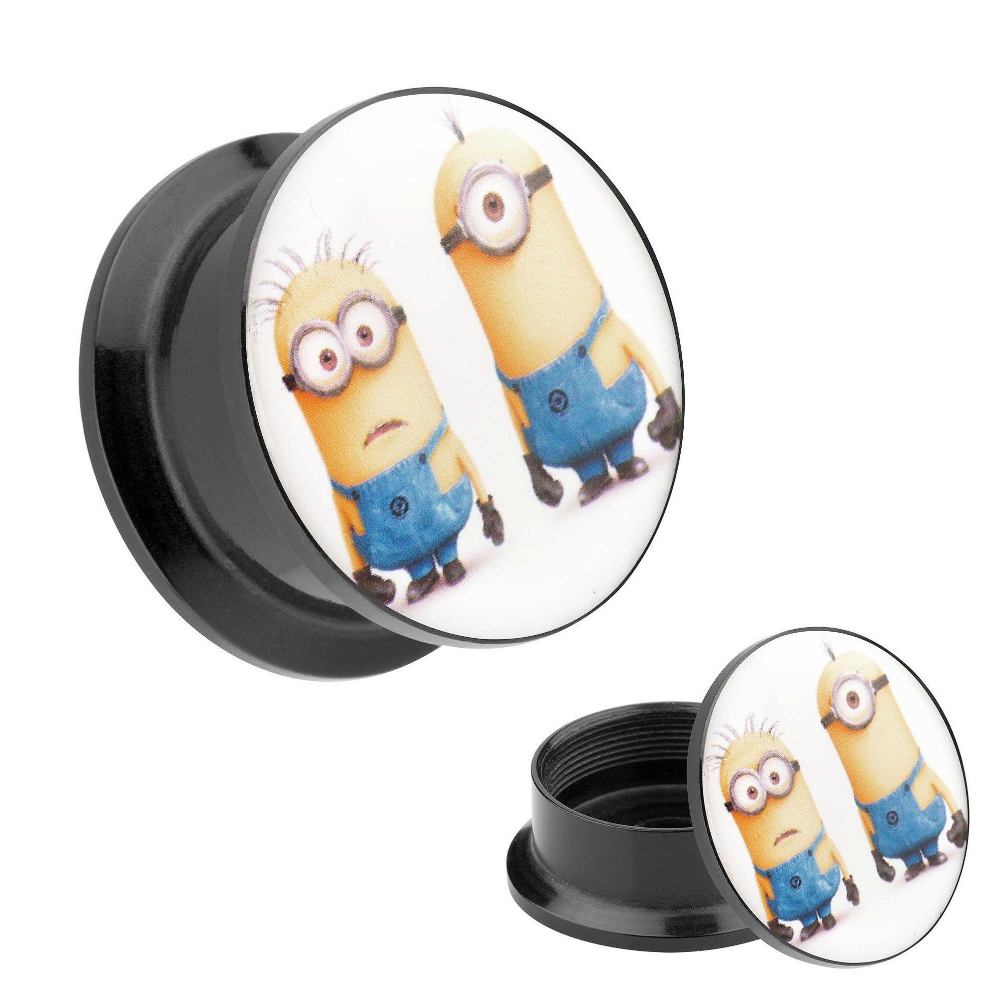 Taffstyle Ohrpiercing Minions Plug Comic Comic, Motiv Minions Ohrpiercing Plug Picture Motiv Flesh 2 Ohr Piercing 2 Tunnel Picture