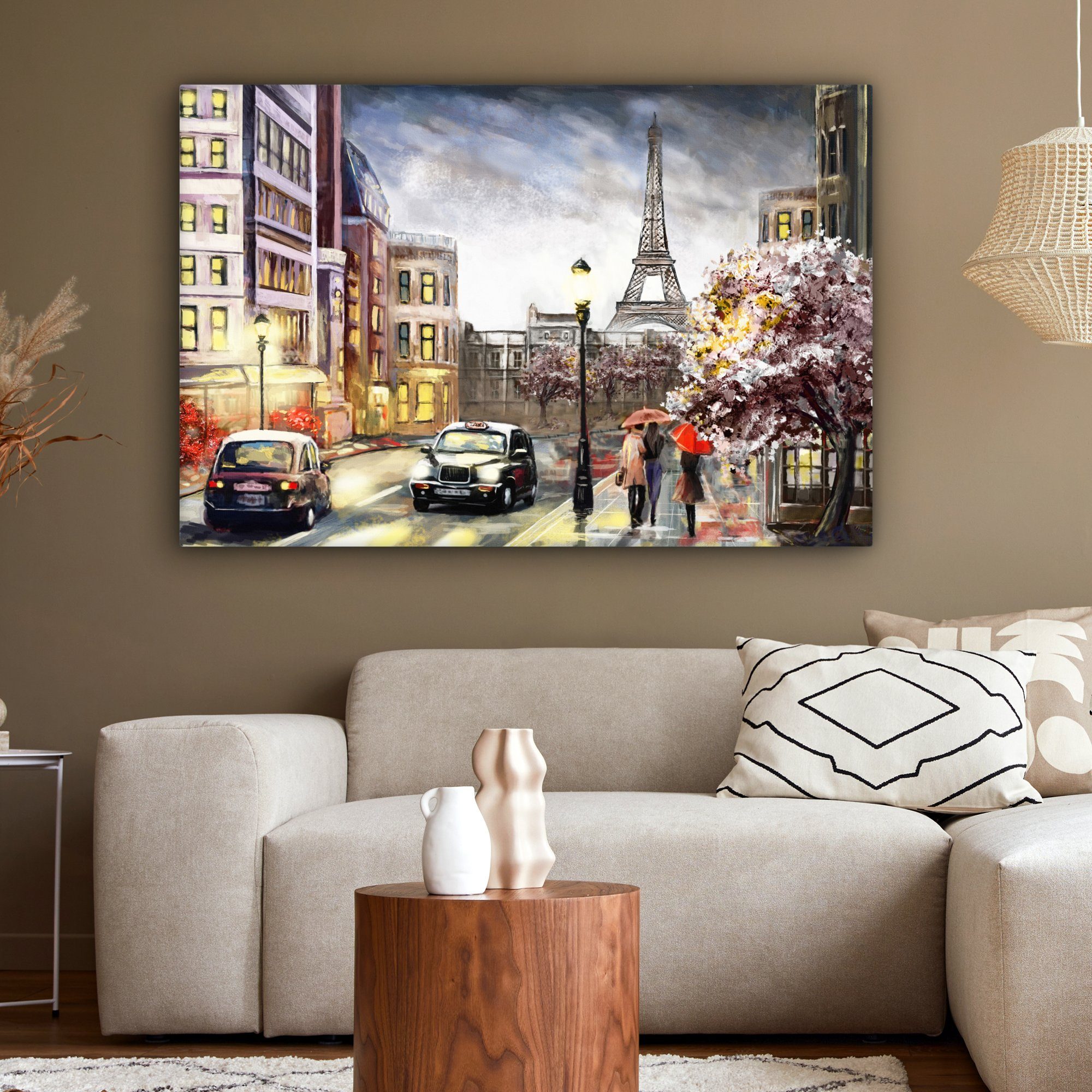 OneMillionCanvasses® Gemälde Öl, - Wohnbereiche, Wandbild Frankreich XXL, (1 Gemälde für Paris - 120x80 großes, St), alle cm - Gemälde