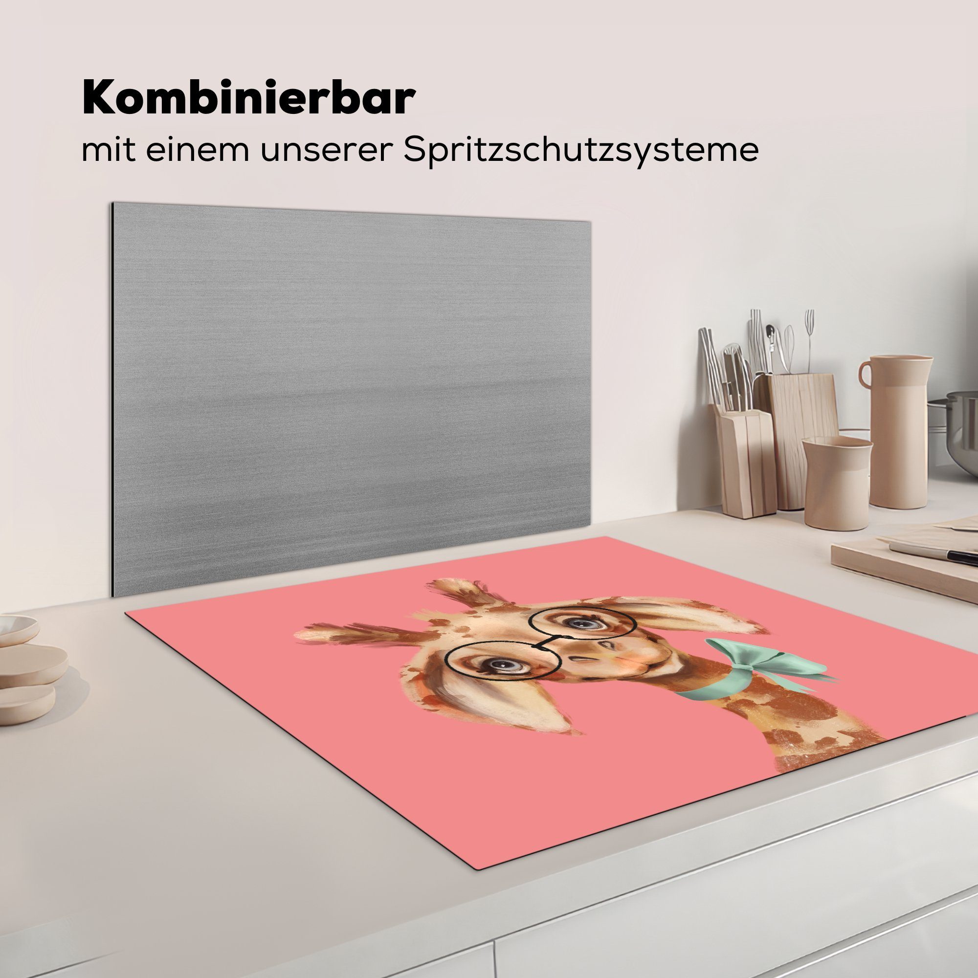 Herdblende-/Abdeckplatte - Ceranfeldabdeckung, tlg), MuchoWow Dschungel Bogen, für - Arbeitsplatte (1 küche 78x78 Giraffe Vinyl, cm,