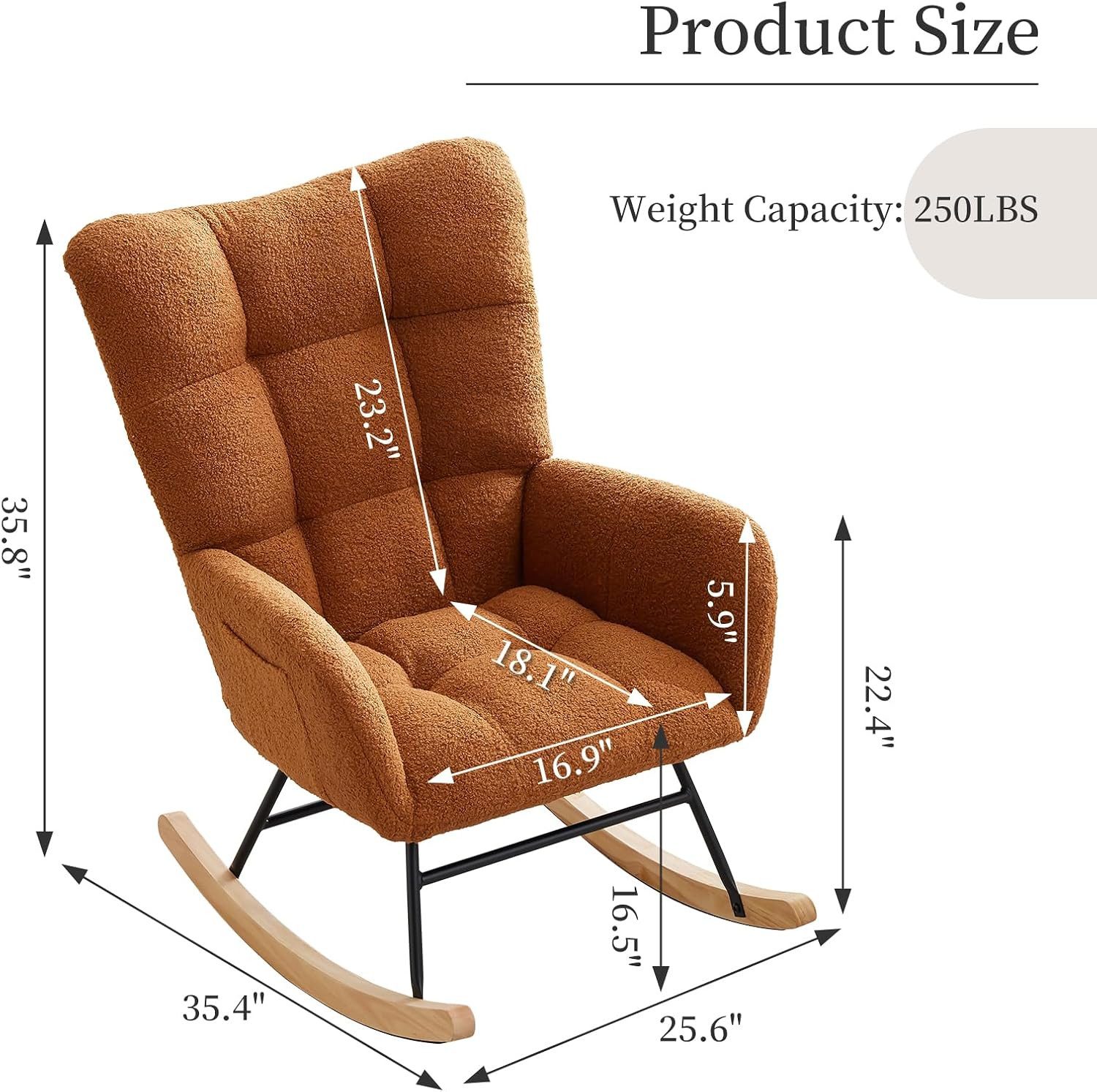 GarveeMore Schaukelstuhl mit Kissen,Teddystoff,Relaxstuhl,Stillsessel,Schau günstig online kaufen