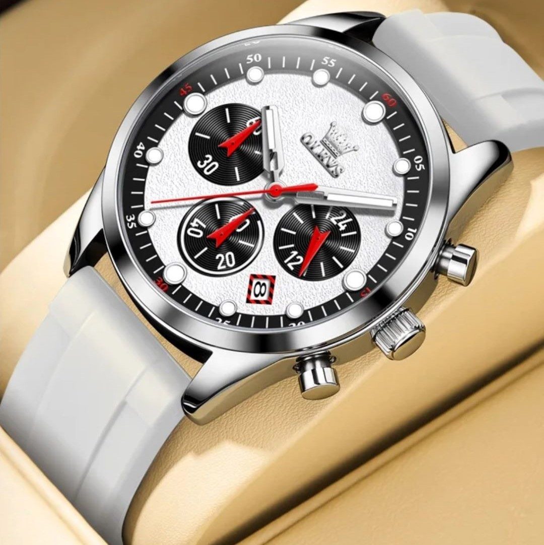 OLEVS Quarzuhr Sportliche Herren Olevs-Chronographuhr mit Silikonarmband