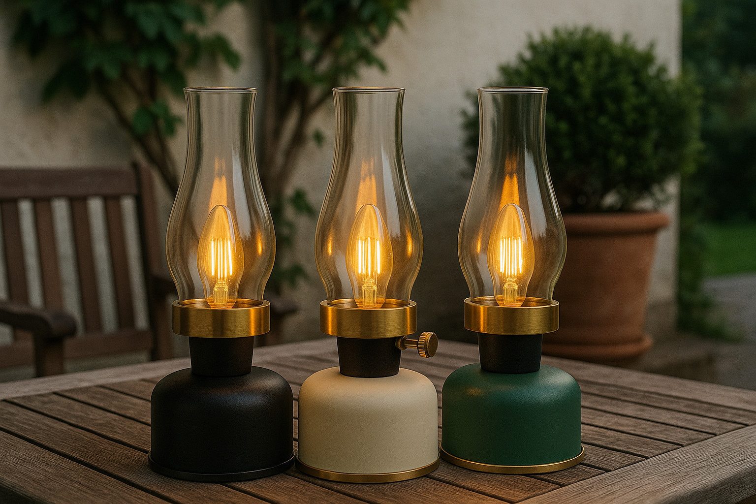 home trends Außen-Tischleuchte home trends LED Tischlampe Vintage-Design, dimmbar, USB – Bild 4 von 4
