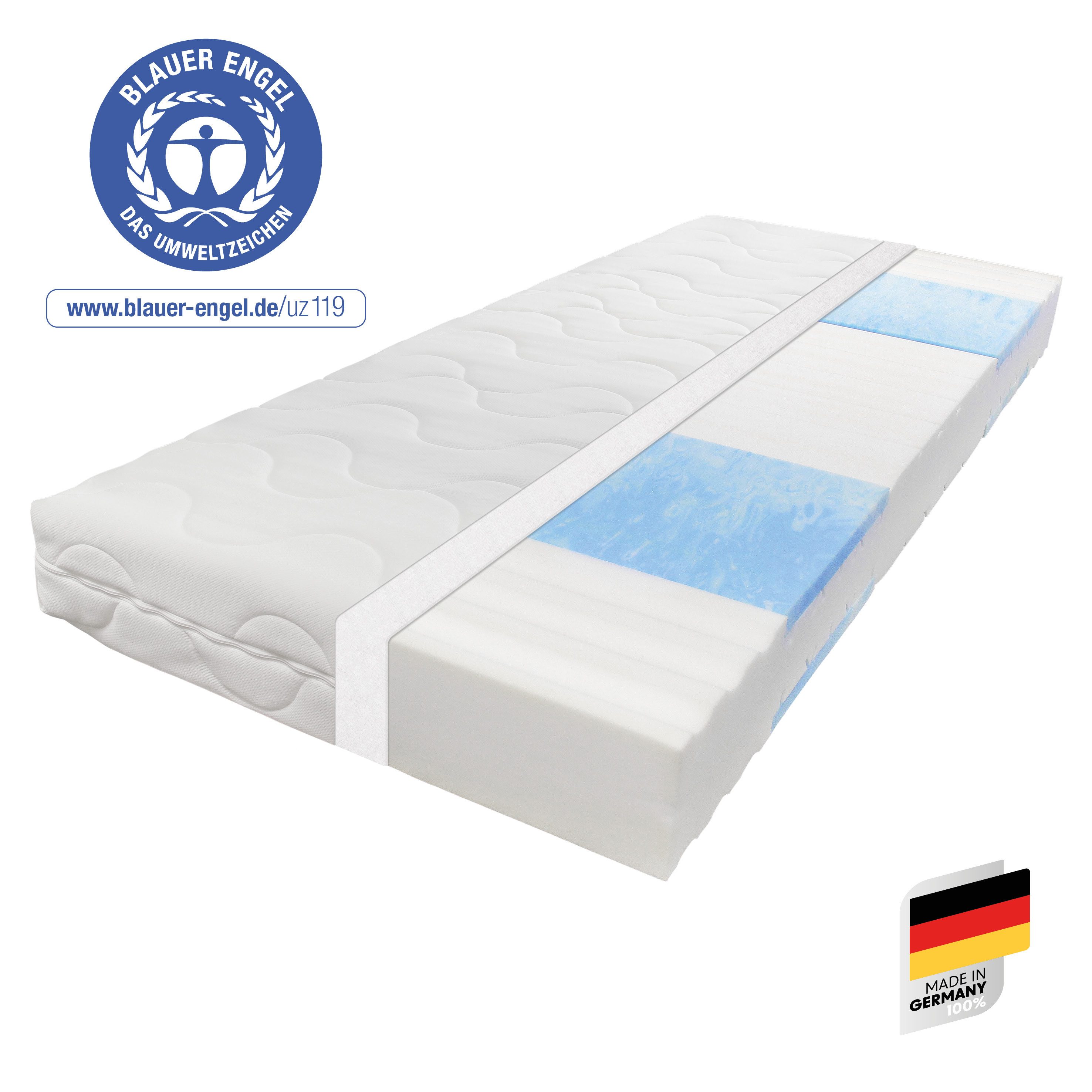 Kaltschaummatratze Blue Vision, Matratze in 90x200 und vielen weiteren Größen erhältlich!, Beco, 18 cm hoch, Blauer Engel-Auszeichnung, atmungsaktiv, ergonomische Körperanpassung