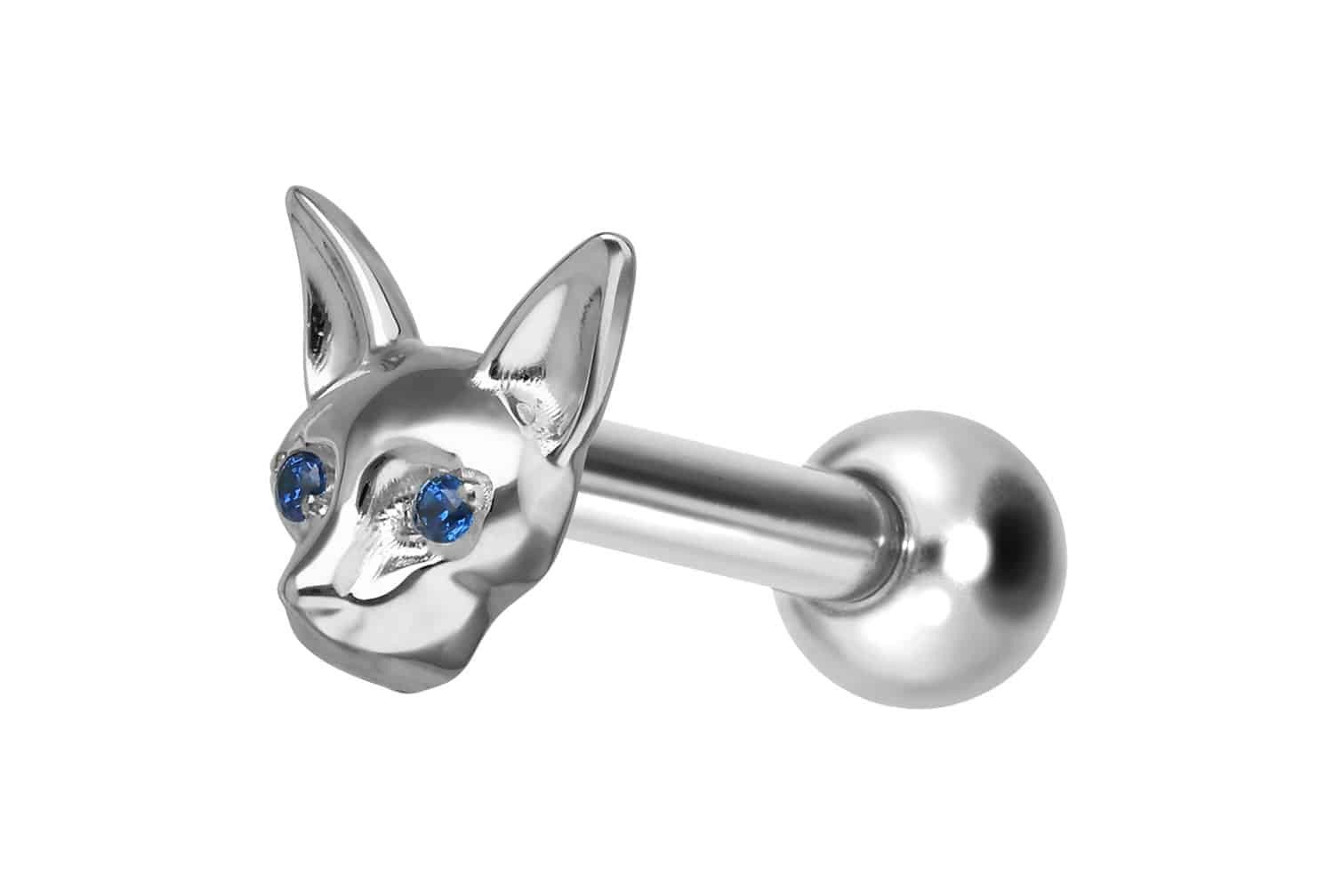 Piercing-Set Titan Ohrpiercing mit Innengewinde KATZE