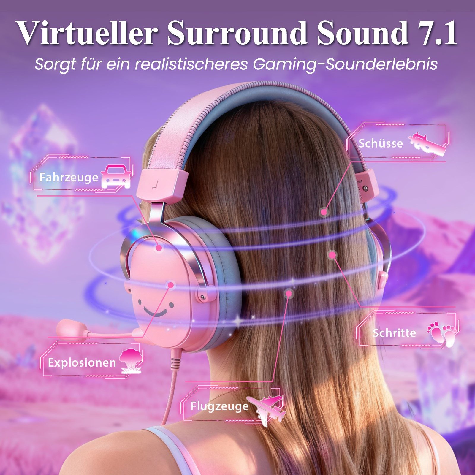 FIFINE Mikrofon Gaming Headset mit Mikrofon, Over Ear Kopfhörer mit Kabel, USB Headset für PC PS4 PS5 Xbox Switch, RGB Headphone