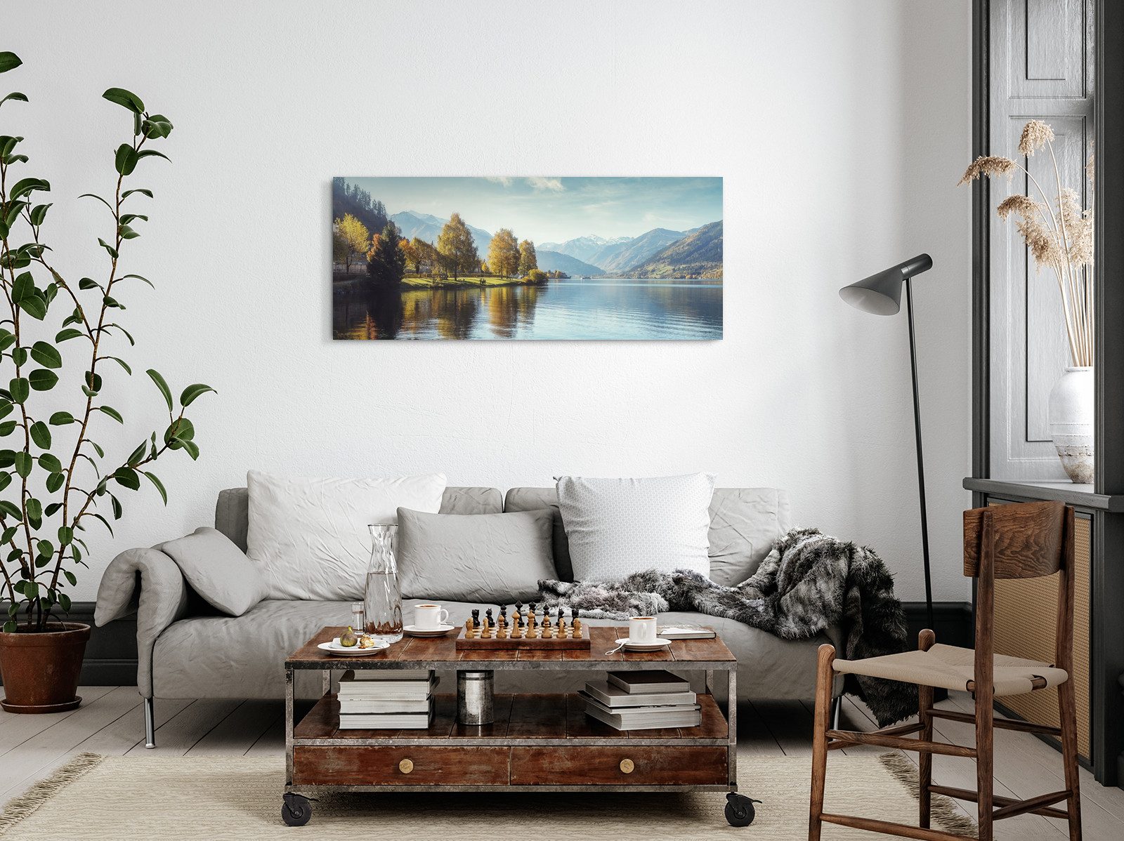 möbel-direkt.de Leinwandbild Schweiz Alpen See Berge Natur Sonnenschein Bergsee