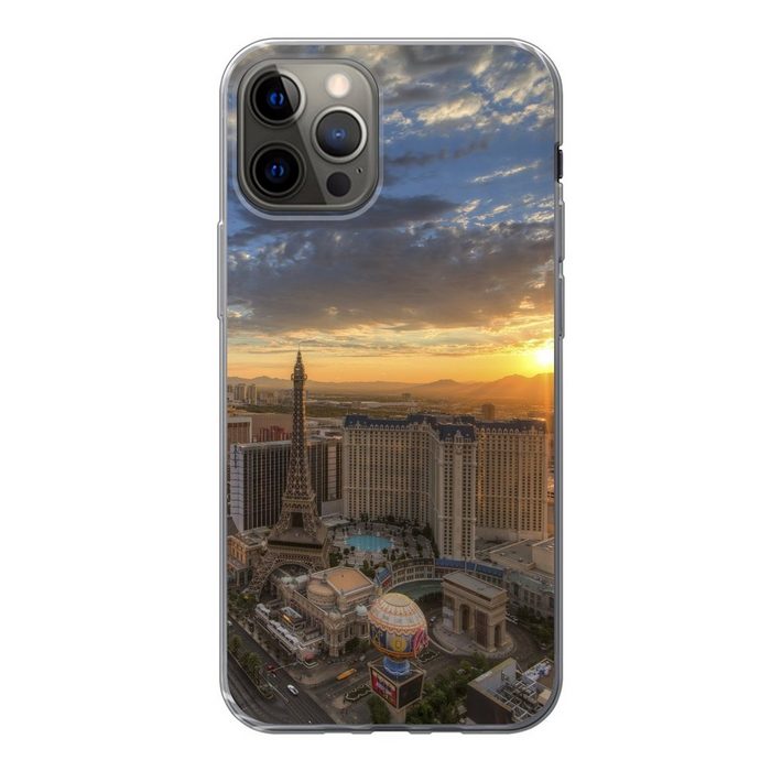 MuchoWow Handyhülle Sonnenaufgang - Las Vegas - Stadt Handyhülle Apple iPhone 12 Pro Smartphone-Bumper Print Handy