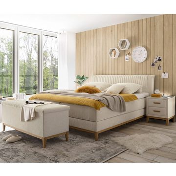 Lomadox Schlafzimmer-Set ALOHA-09, (Spar-Set, 0-St), cream Taschenfederkern-Matratze