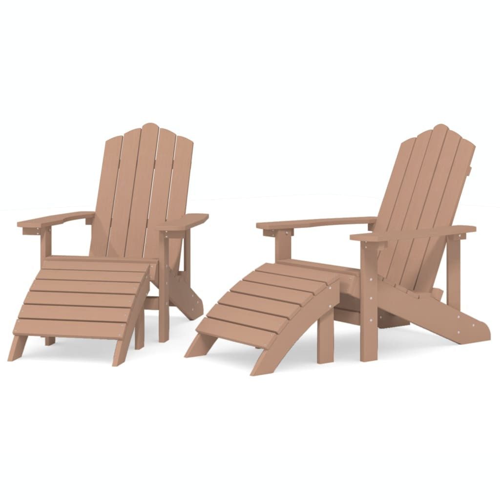 vidaXL Barhocker, Adirondack-Gartenstühle 2 Stk. mit Hockern HDPE Braun