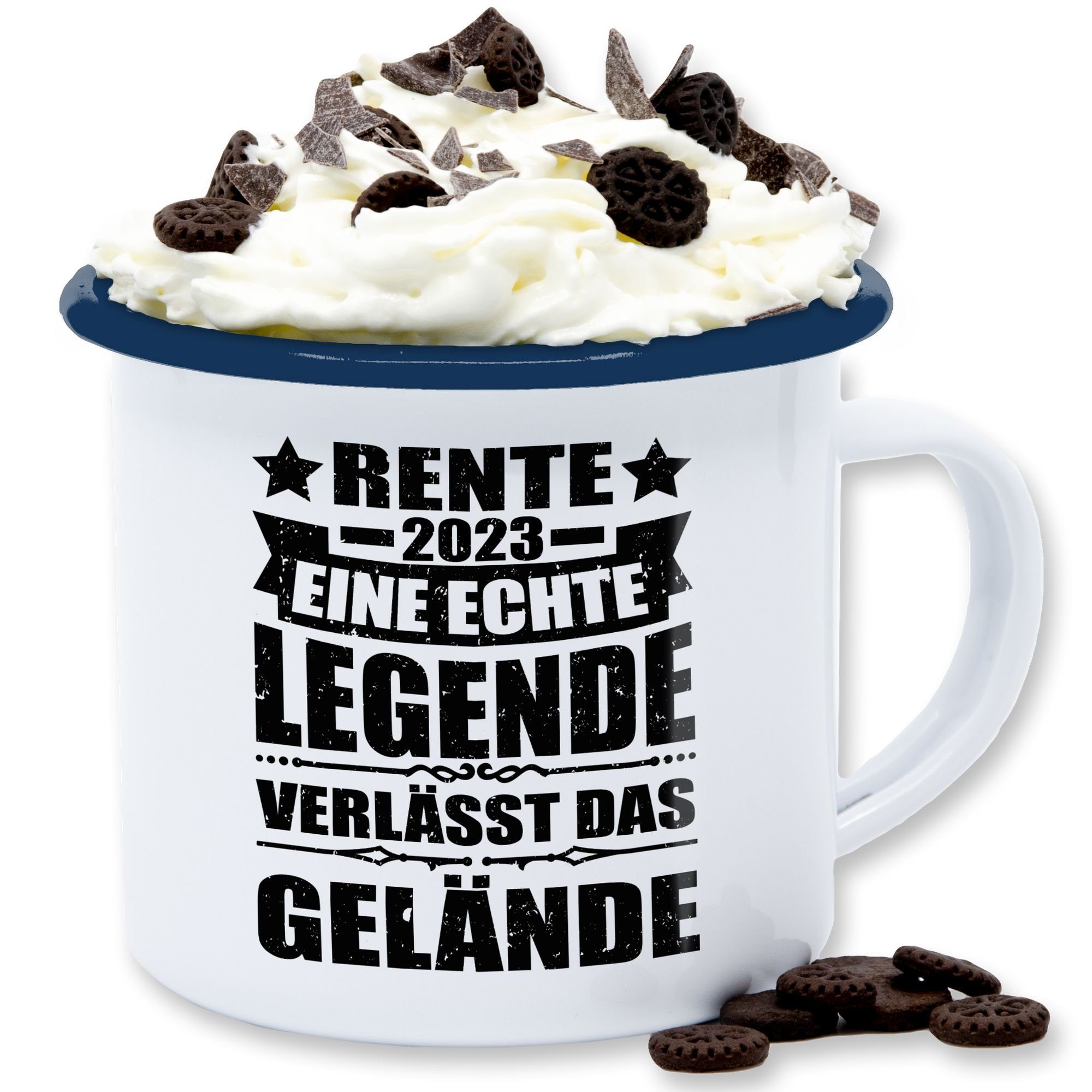 Legende Shirtracer das Gelände, Blau Tasse 2023 Rentnerin Stahlblech, Tasse verlässt - Rente Weiß 1