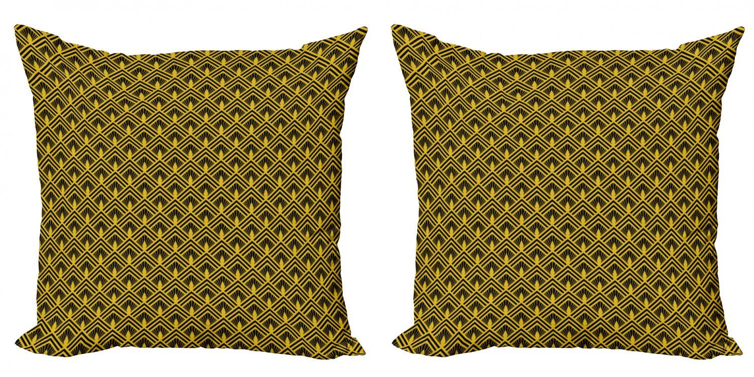 Kissenbezüge Modern Accent Doppelseitiger Digitaldruck, Abakuhaus (2 Stück), Gelb und Schwarz Art Deco inspiriertes Design | Kissenbezüge