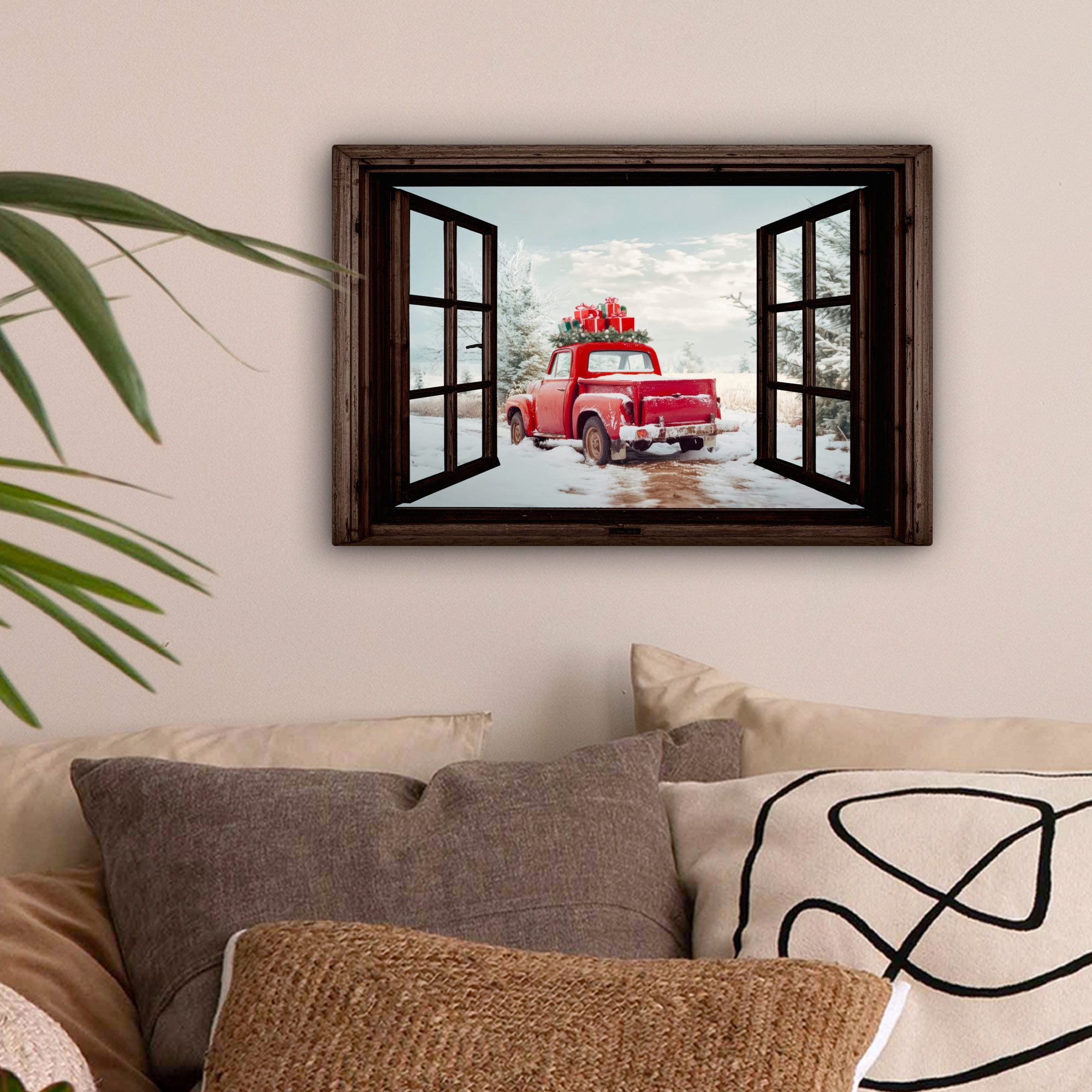 OneMillionCanvasses® Leinwandbild Fensterblick - Auto - günstig online kaufen