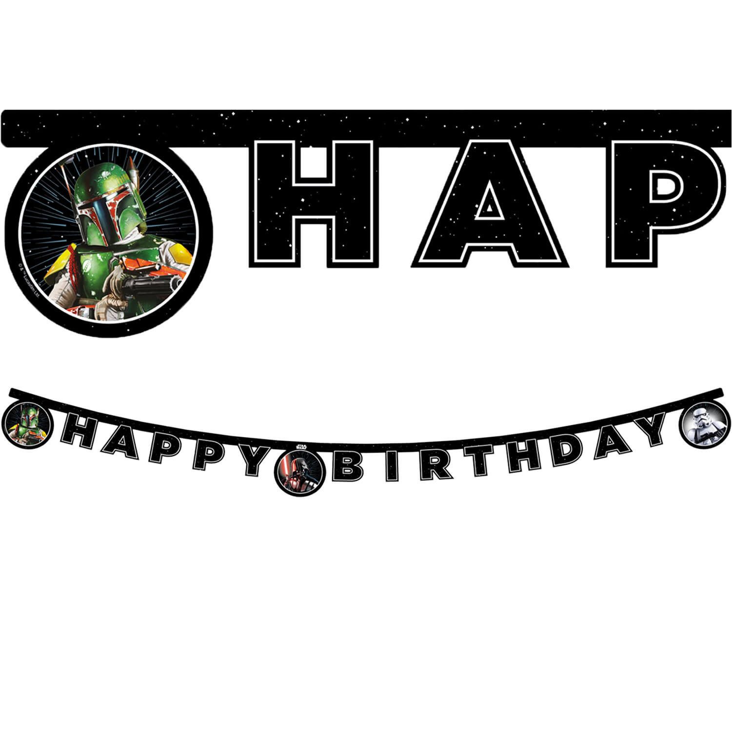 Procos Papierdekoration Happy Birthday Girlande Star Wars Galaxy