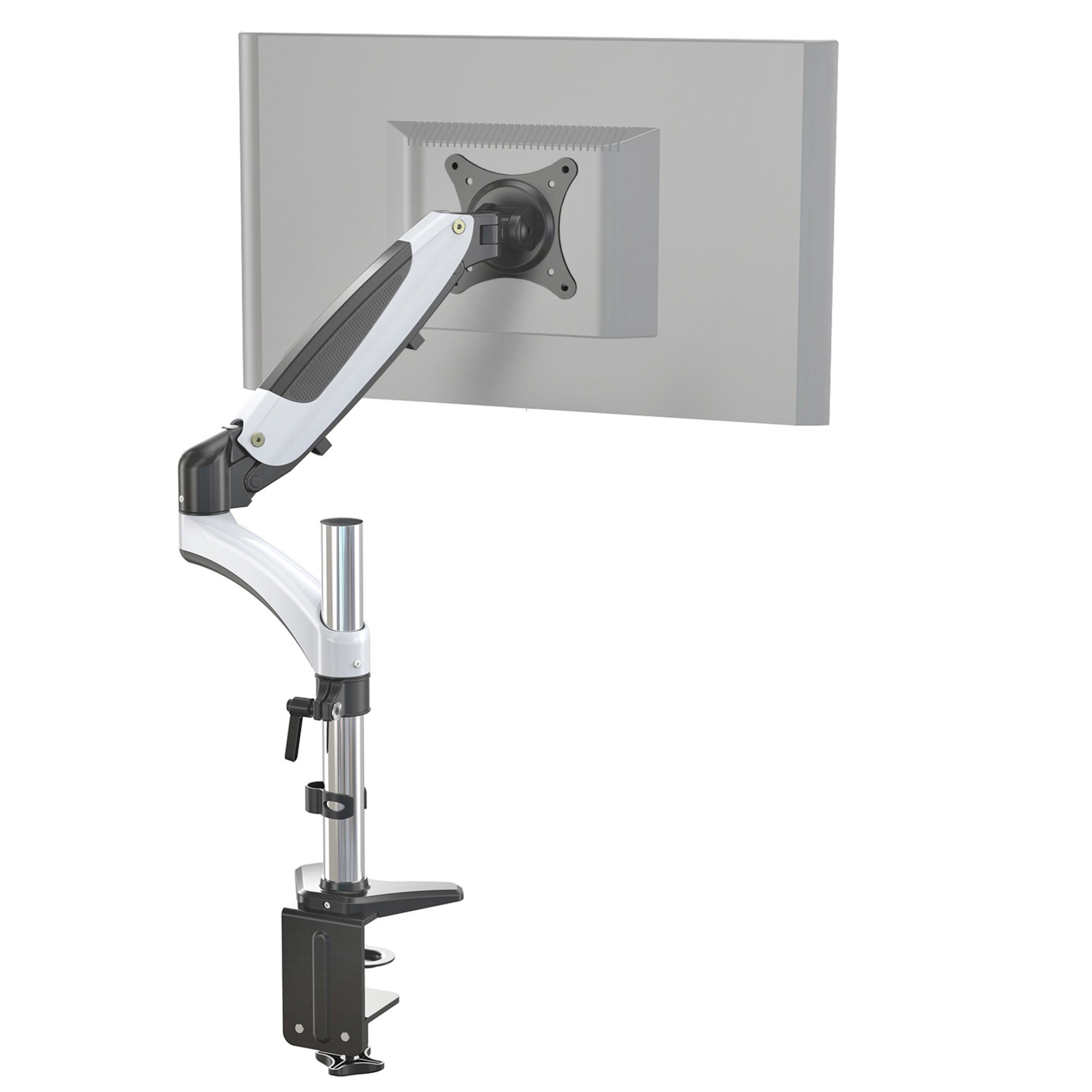 hjh OFFICE Monitor-Halterung Monitorhalterung Vm-Mg1 Aluminium, (bis 27 Zoll, Monitorarm, Kabelmanager integriert, drehbar, schwenkbar und neigbar)